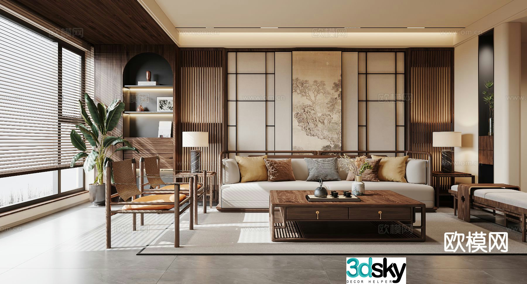 New Chinese-style living room Song-style living room 3D model