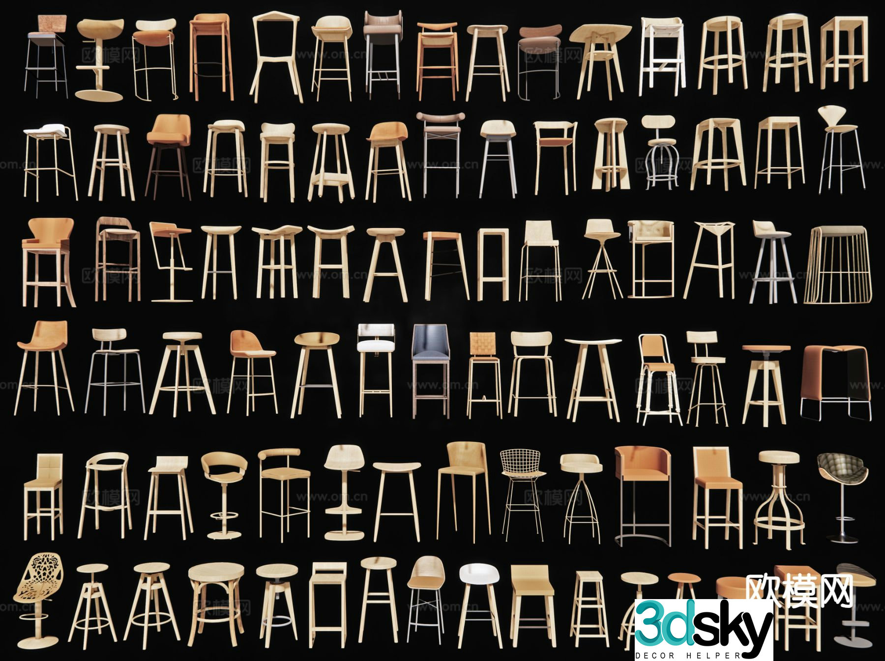 Modern bar stool bar stool high stool 3d model