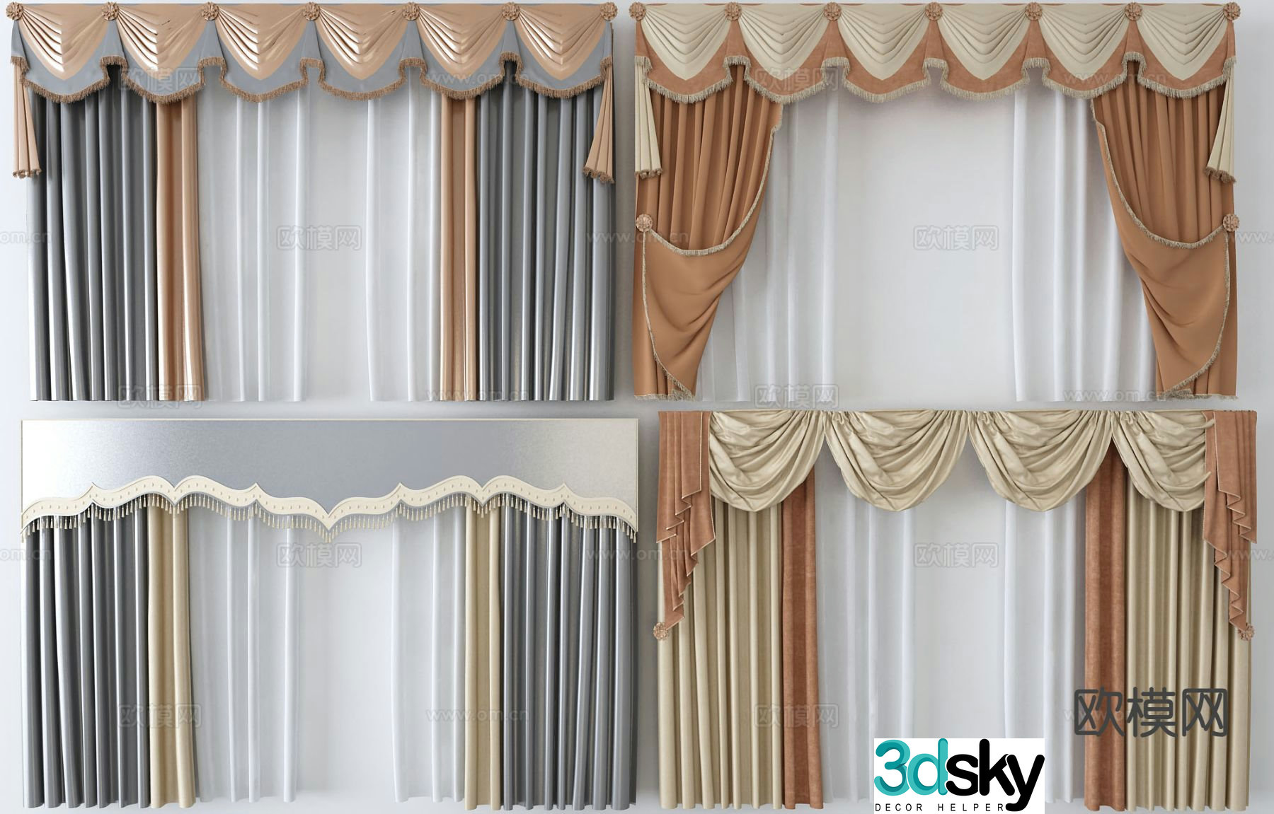 Curtains Window Screen 3d model