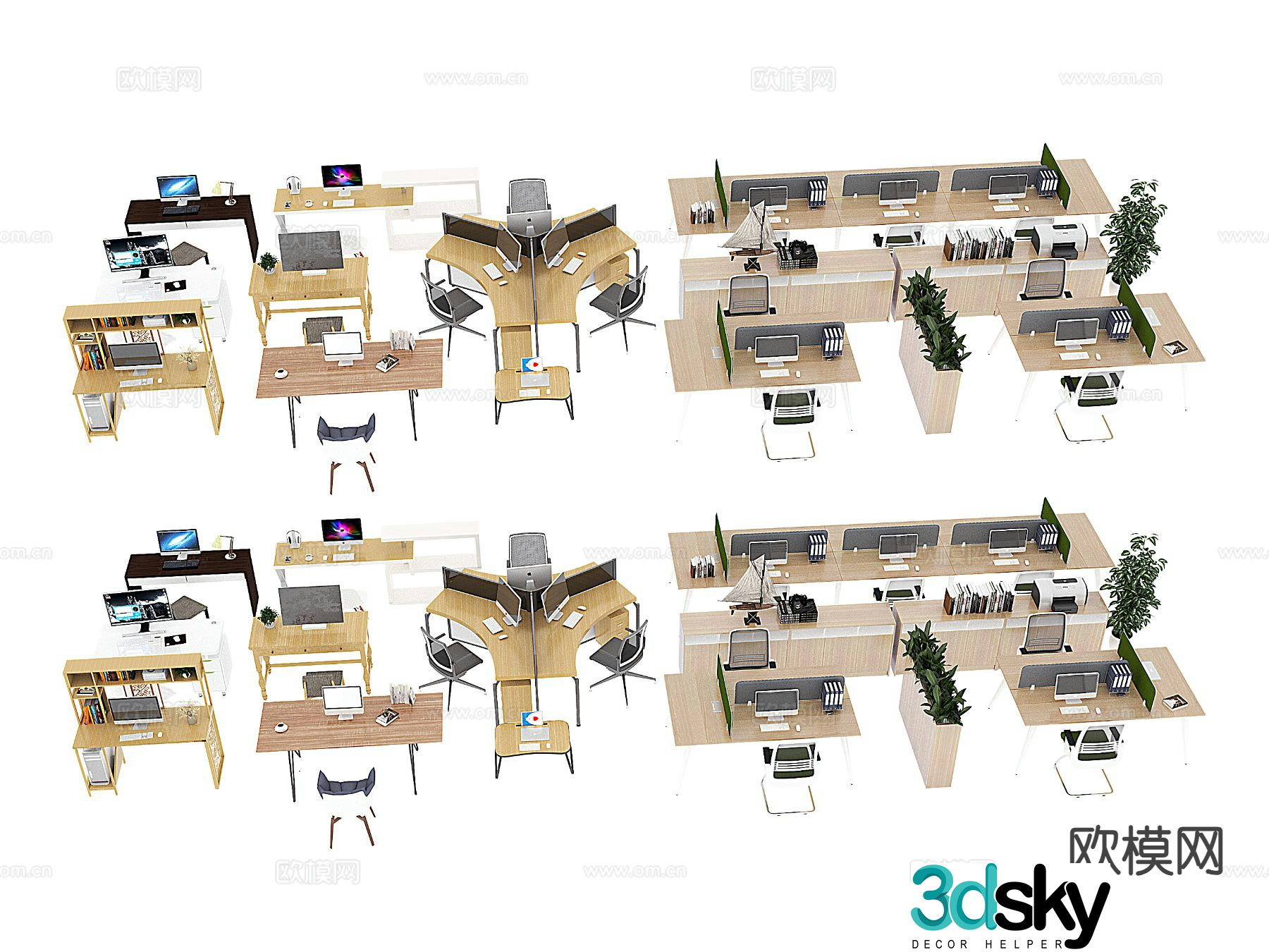 Card space desk office desk office furniture 3d model