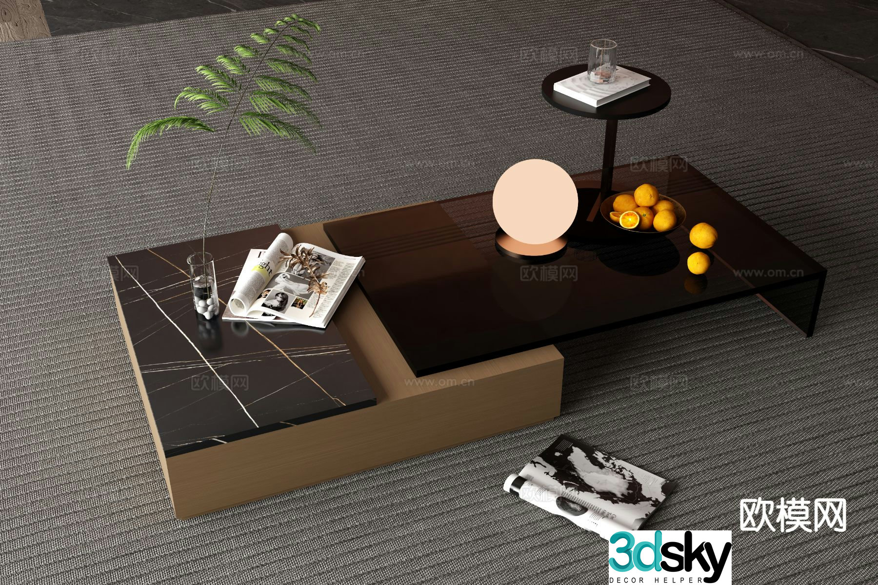 Modern coffee table square coffee table 3d model