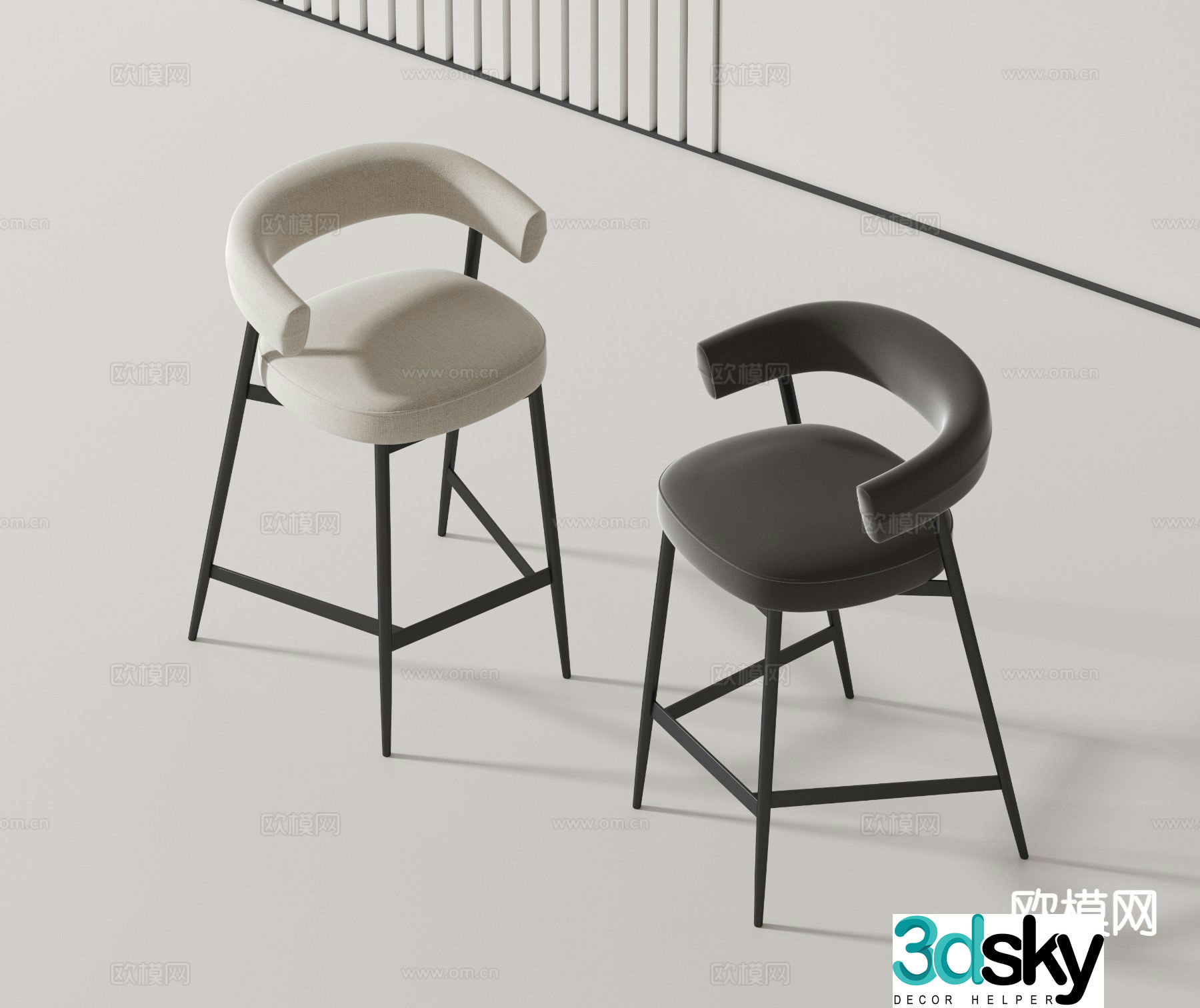 Modern bar stool bar stool high stool 3d model