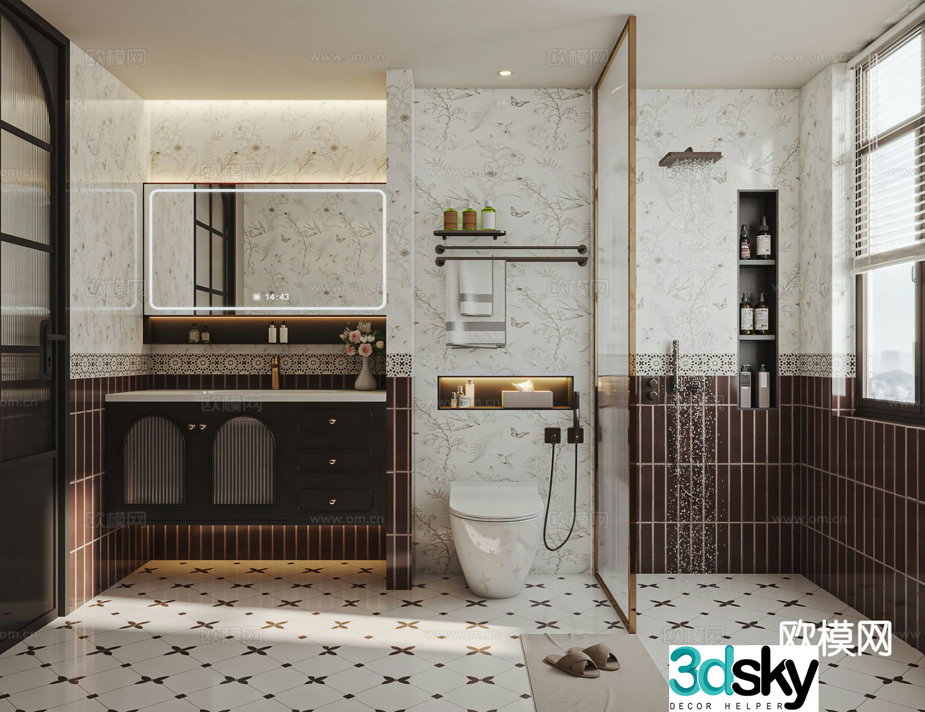 French retro bathroom bathroom 3d model