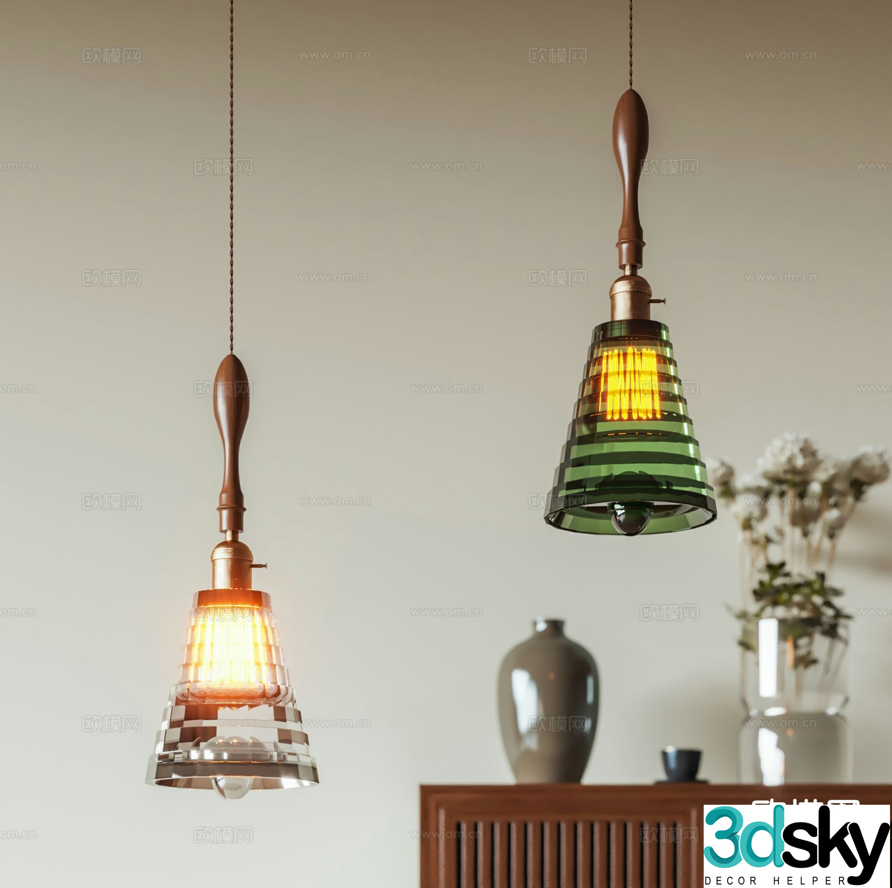 French glass chandelier 3d model