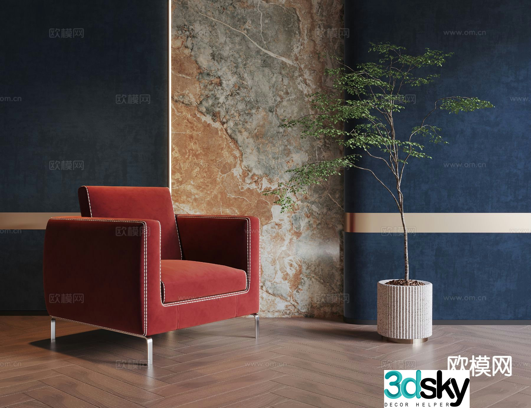 Modern sofa chair leisure sofa 3d model