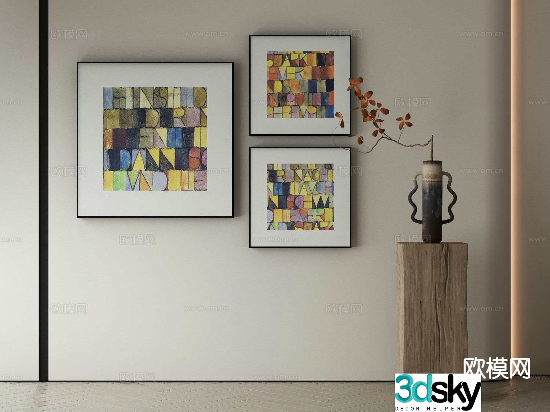Modern decorative painting abstract hanging painting color painting 3d model