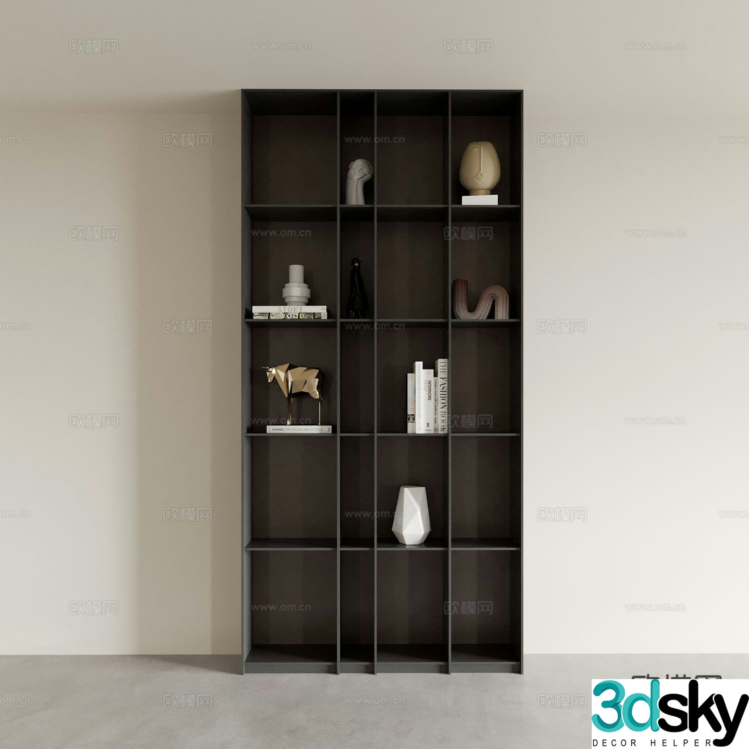 Modern bookcase display cabinet 3d model