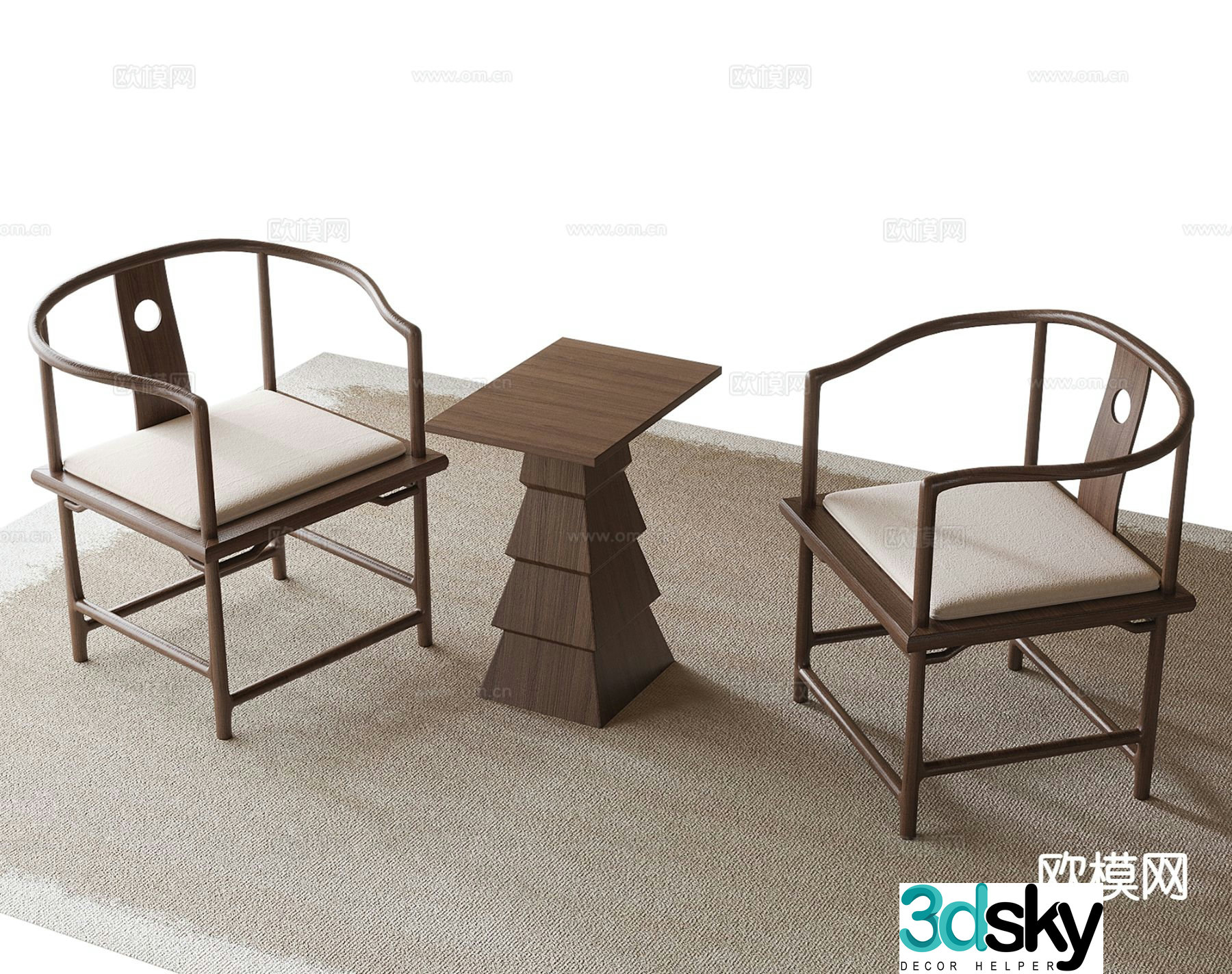 Chinese style negotiation tables and chairs leisure tables and chairs 3D model