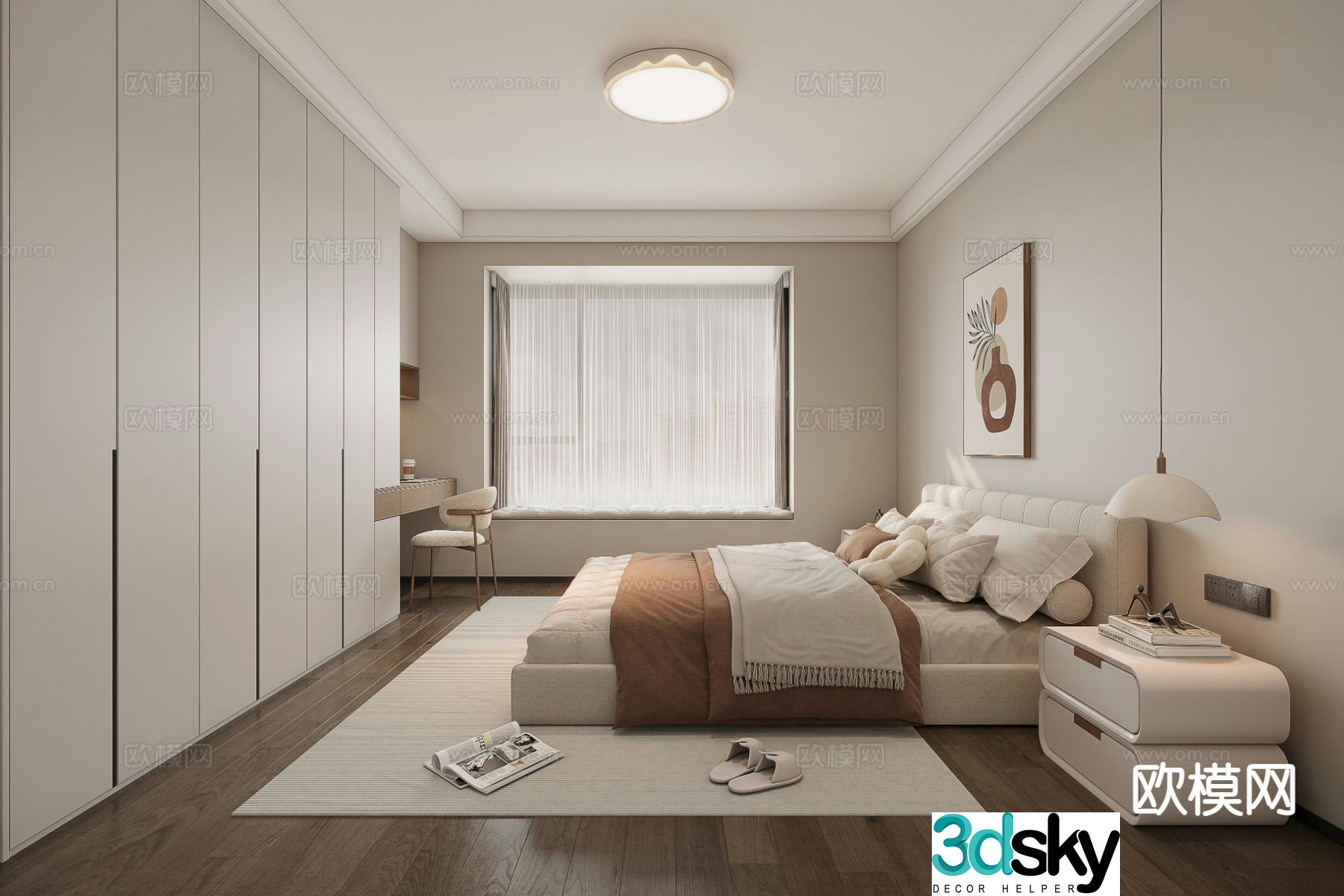 Cream style bedroom master bedroom 3d model