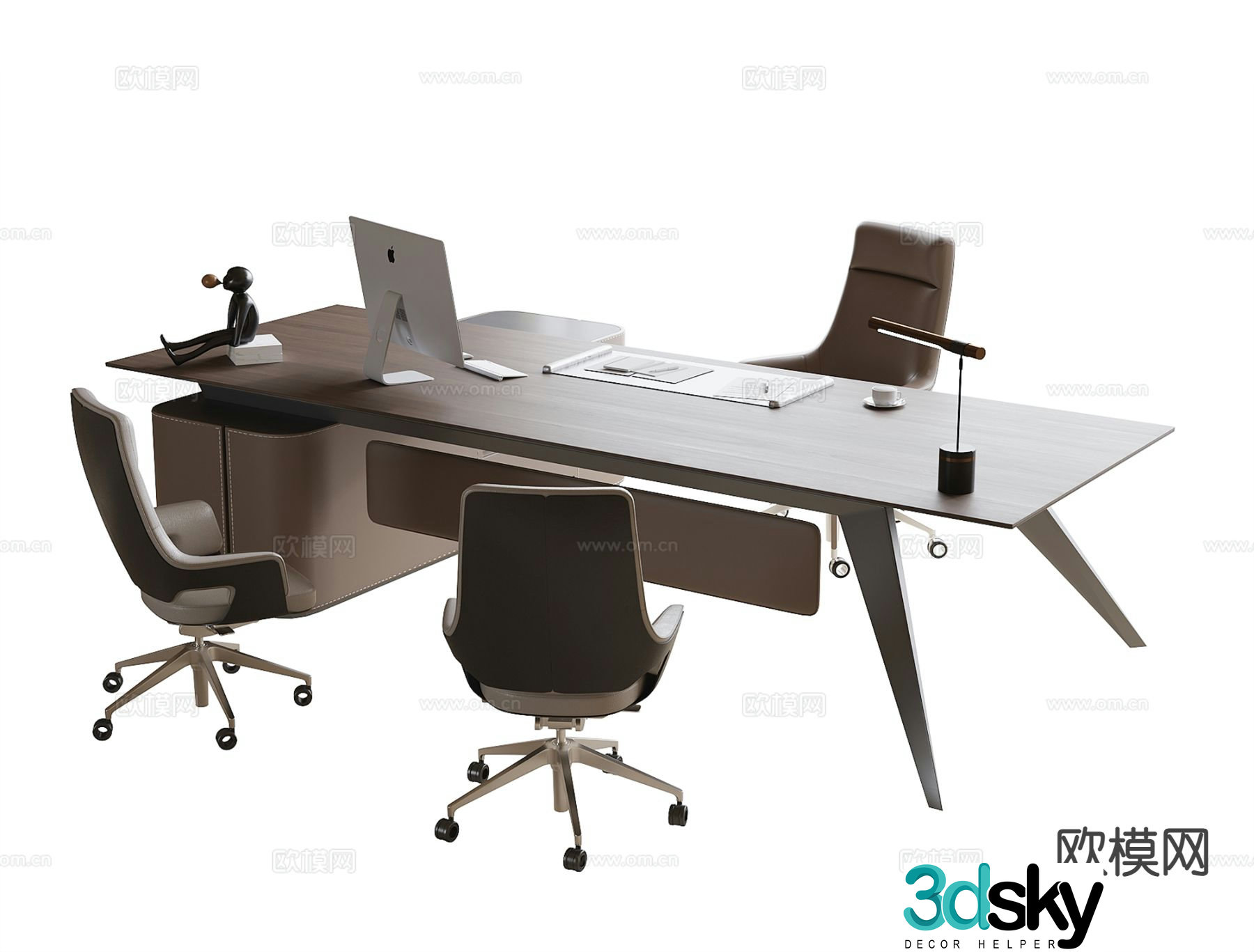 Modern boss office desk and chair desk desk 3d model