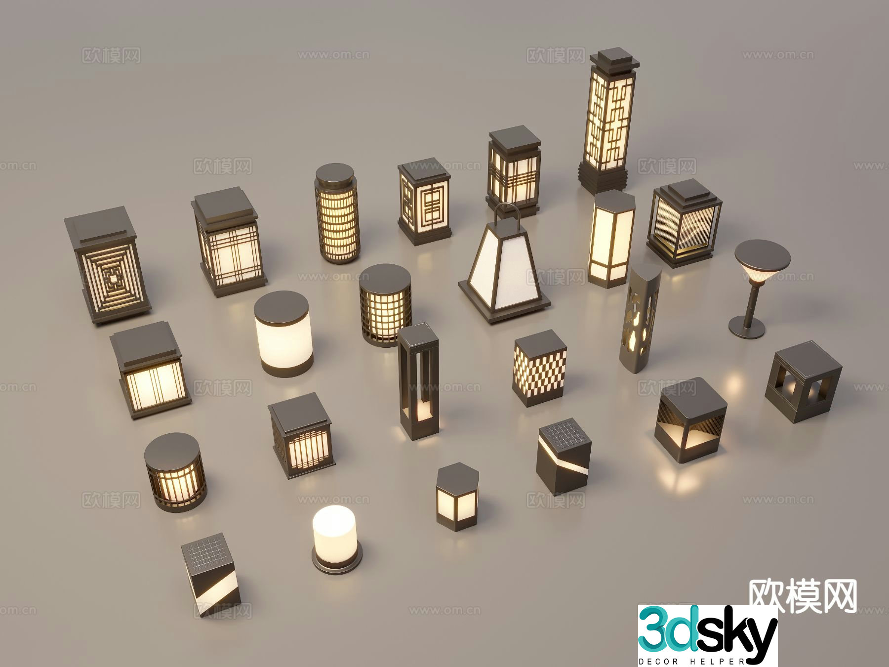 Chinese style landscape lamp lawn lamp garden lamp outdoor lamp 3d model