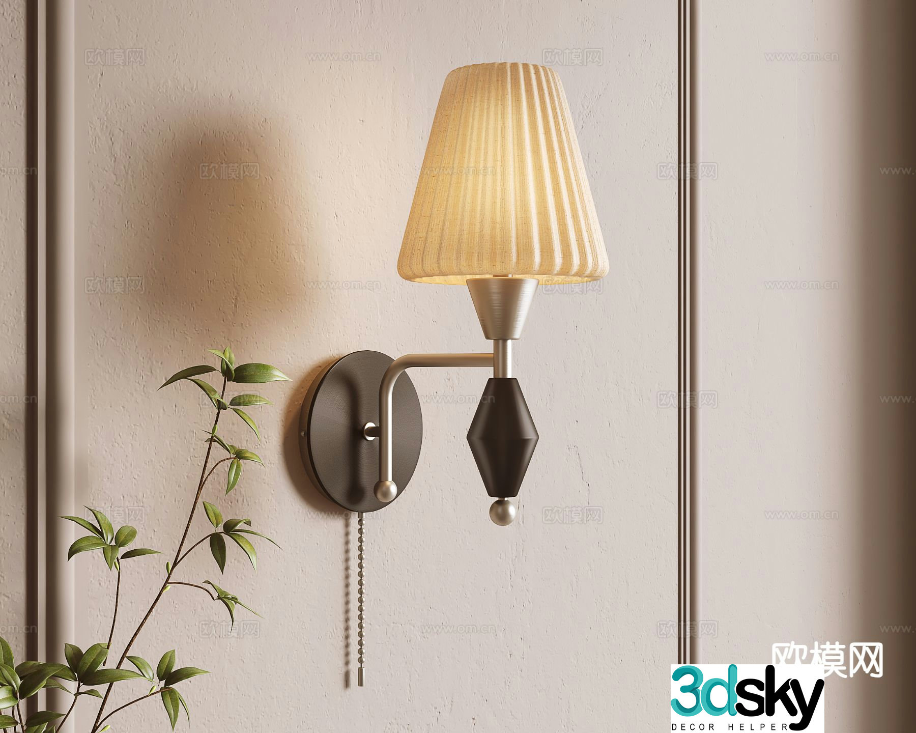 French retro wall lamp 3d model