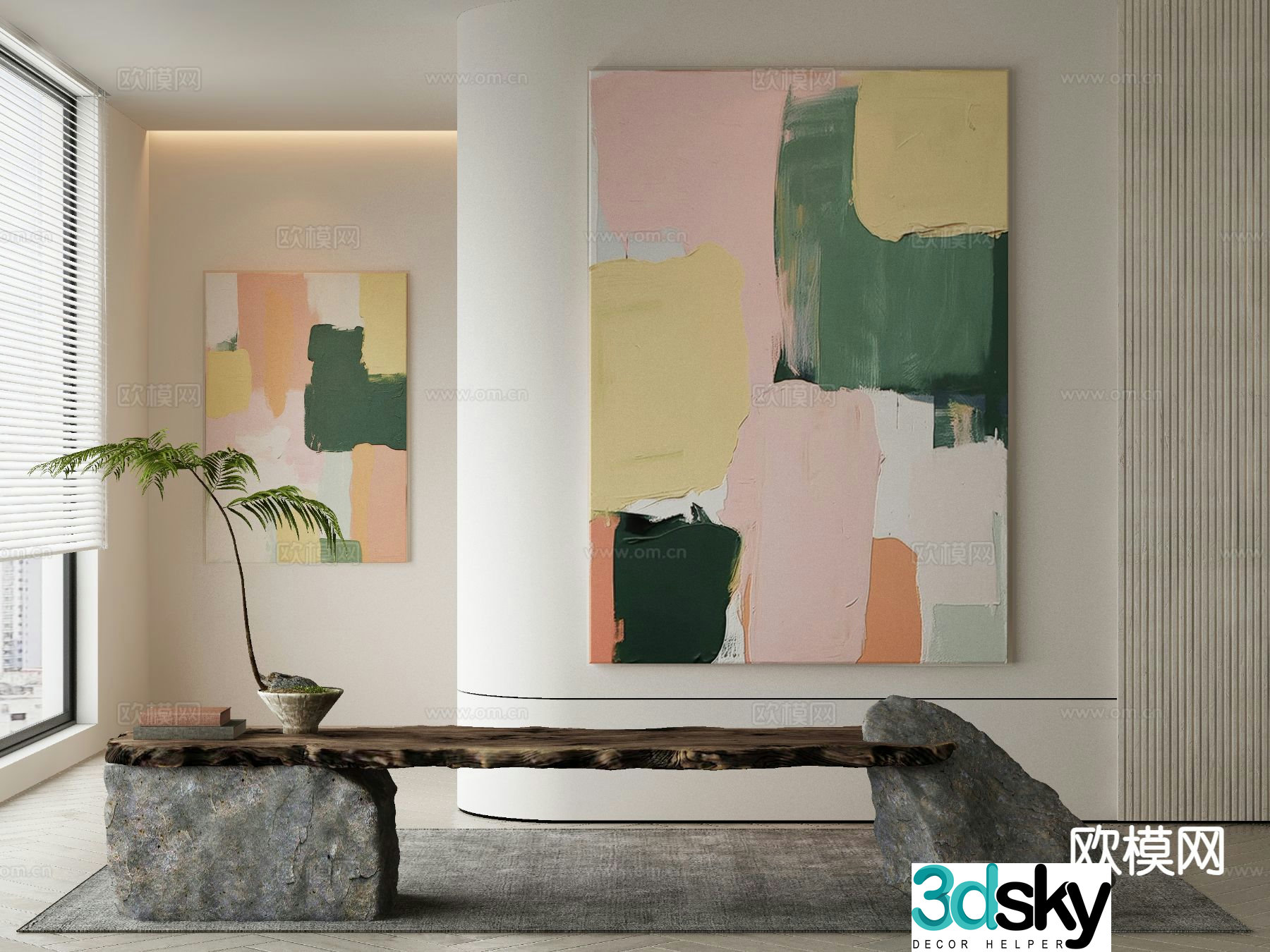 Modern decorative painting abstract oil painting 3d model