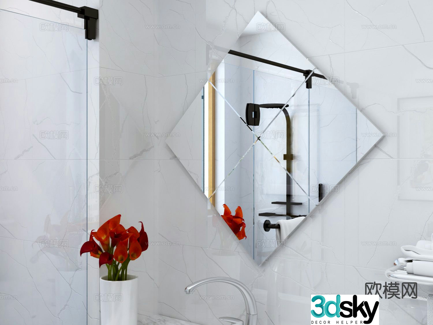 mirror decorative mirror bathroom mirror 3d model