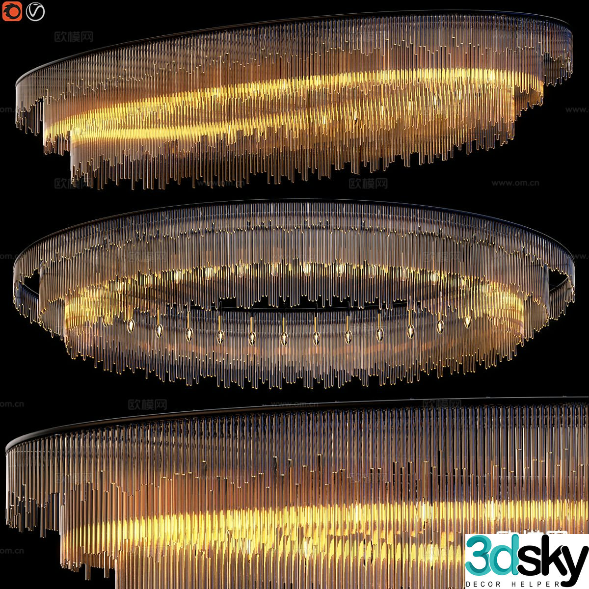 Modern lobby ceiling lamp crystal lamp 3d model