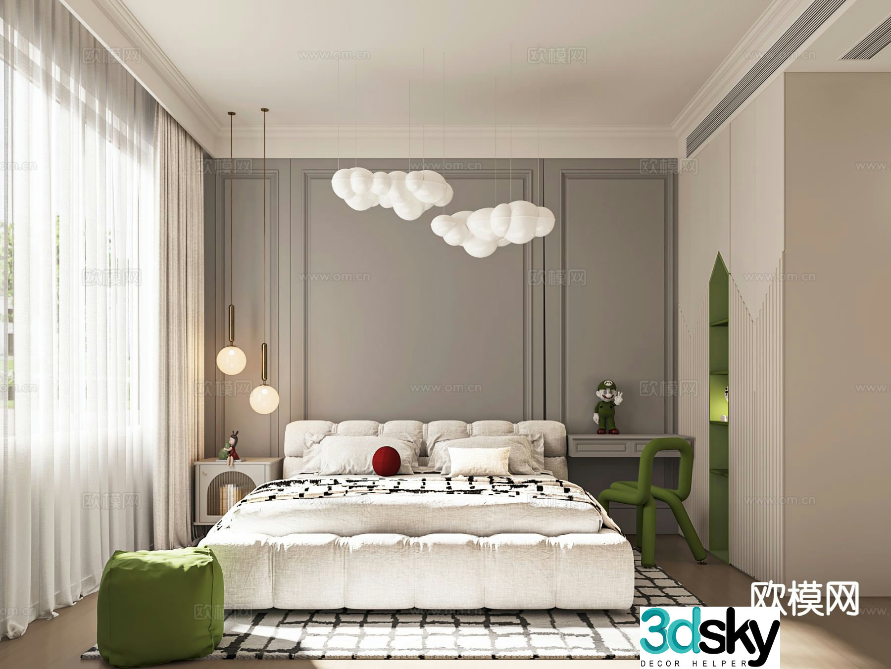 Modern bedroom master bedroom 3d model