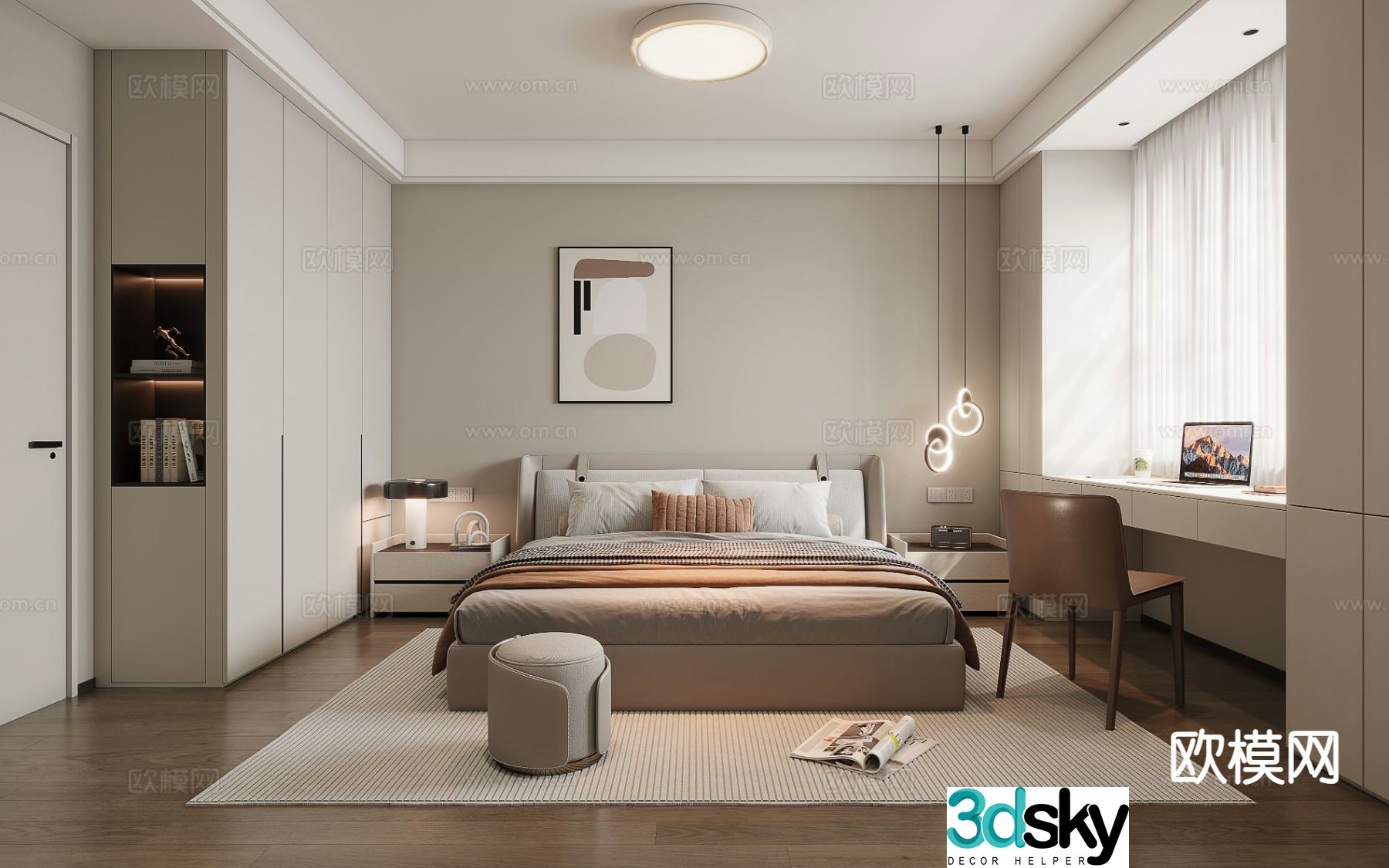 Modern bedroom master bedroom 3d model