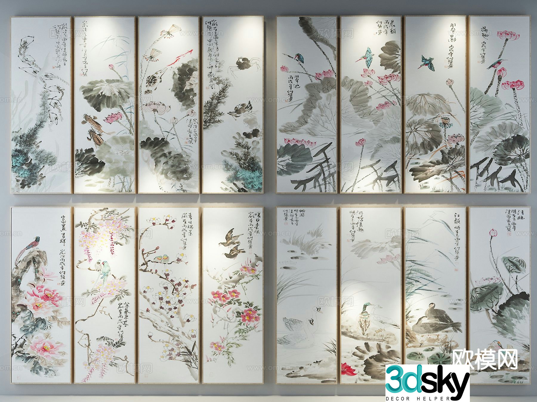 New Chinese style ink calligraphy and painting 3D model