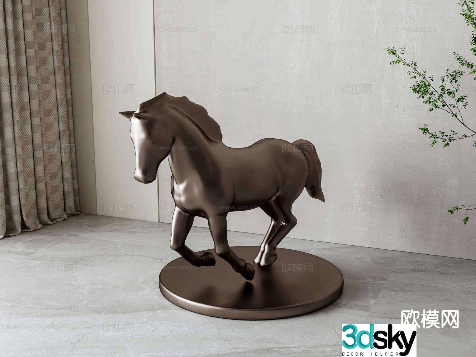 American abstract horse sculpture ornaments 3D model