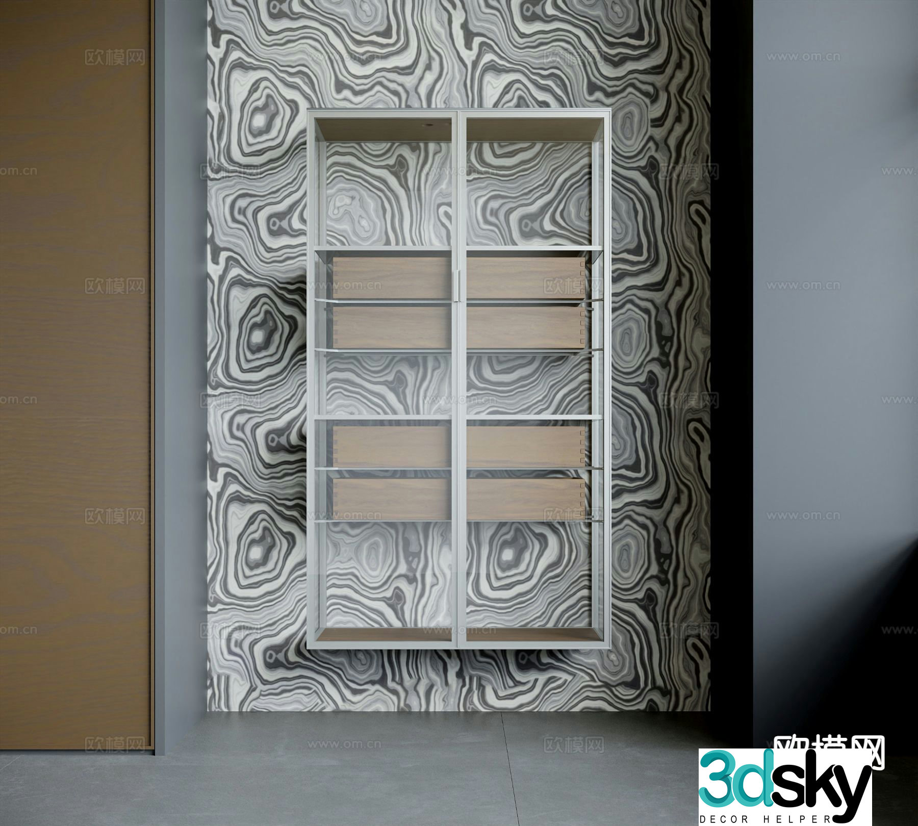 Modern glass cabinet wall cabinet bookcase 3d model