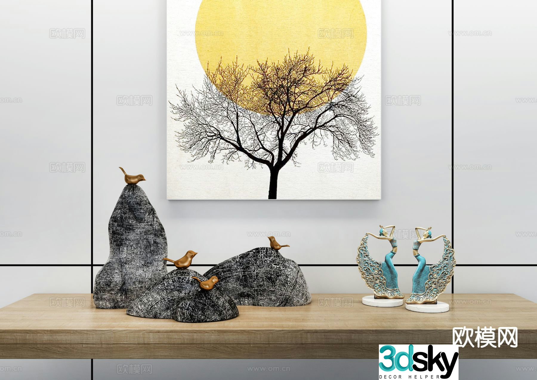 New Chinese style decorations desktop ornaments handicrafts 3D model