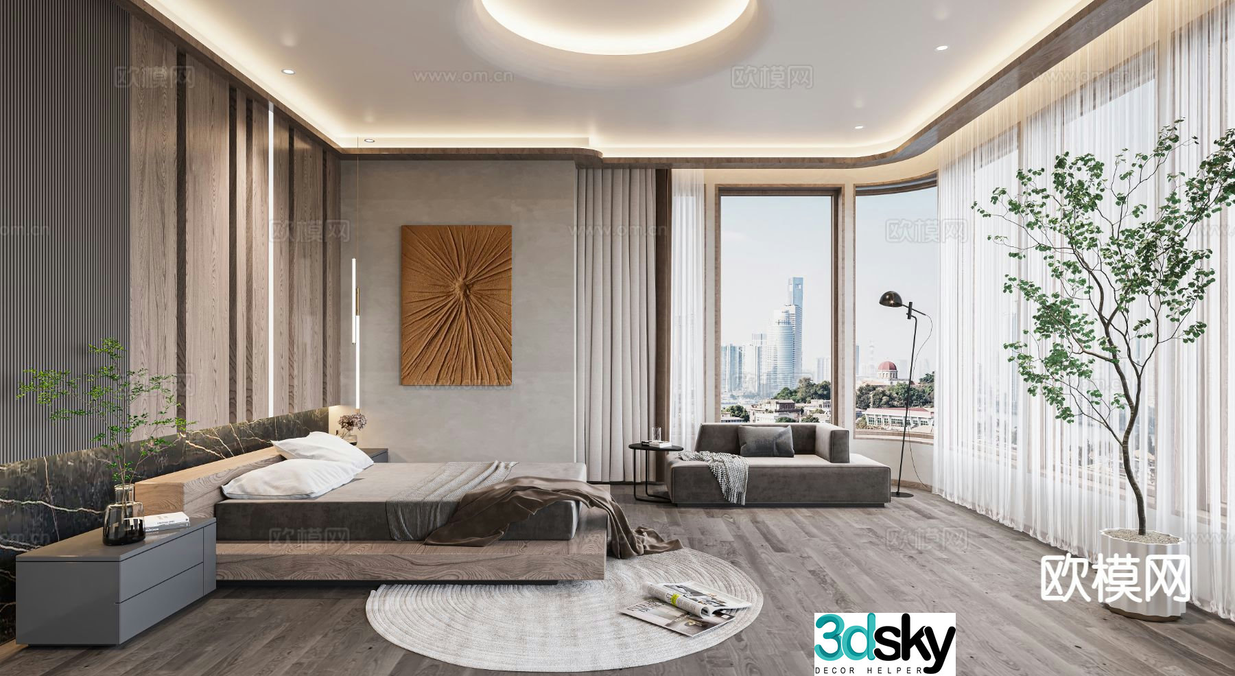 Wabi-sabi style bedroom master bedroom 3d model