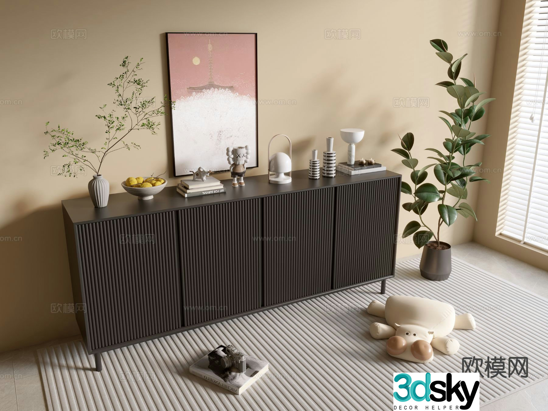 Modern entryway cabinet side cabinet 3d model
