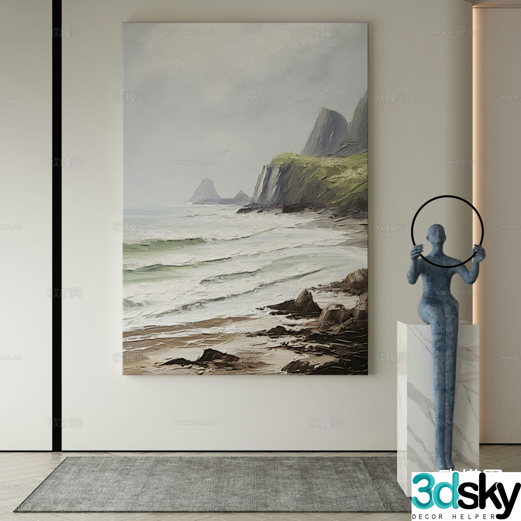 Modern landscape painting decorative painting 3d model
