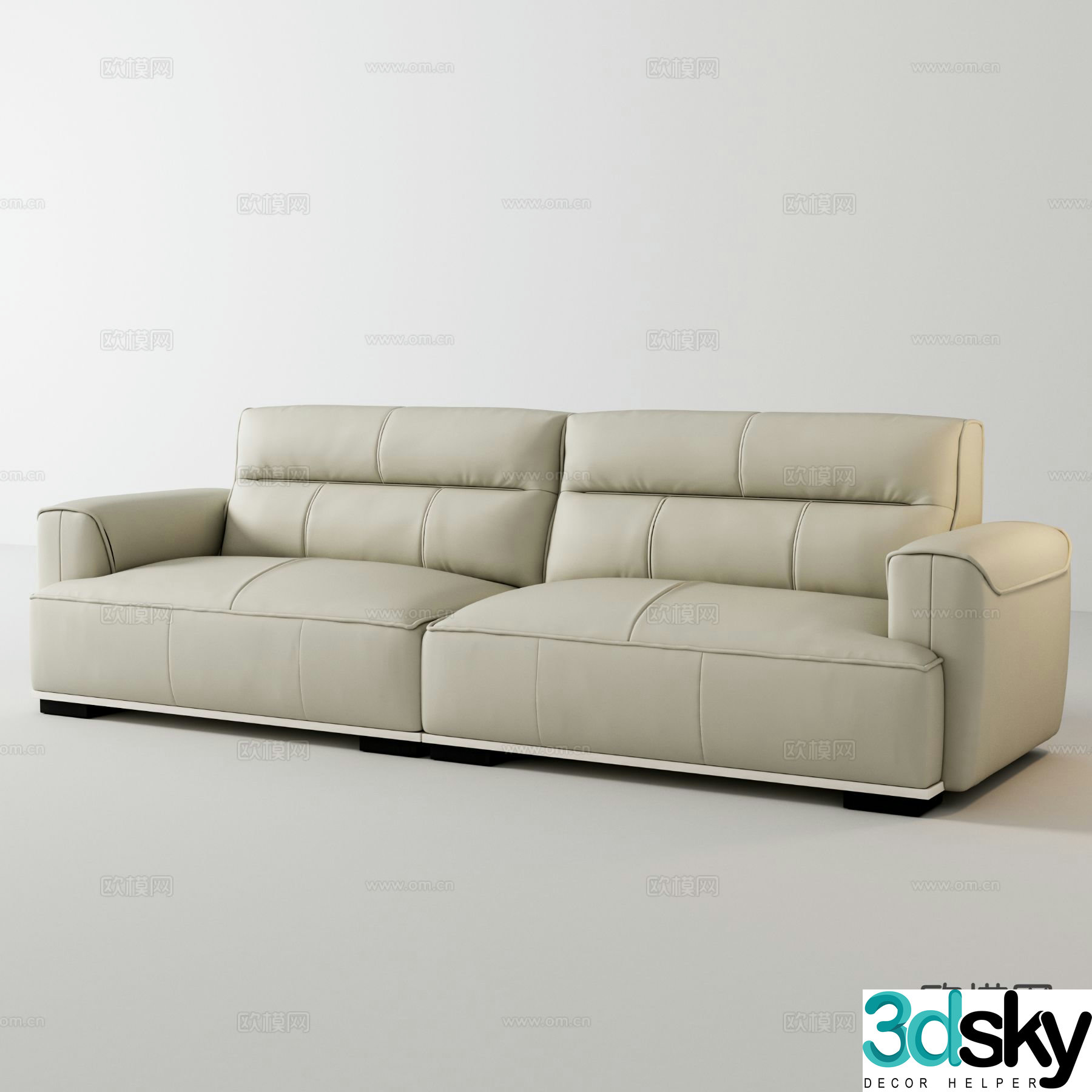 Italian double sofa tofu block sofa 3d model