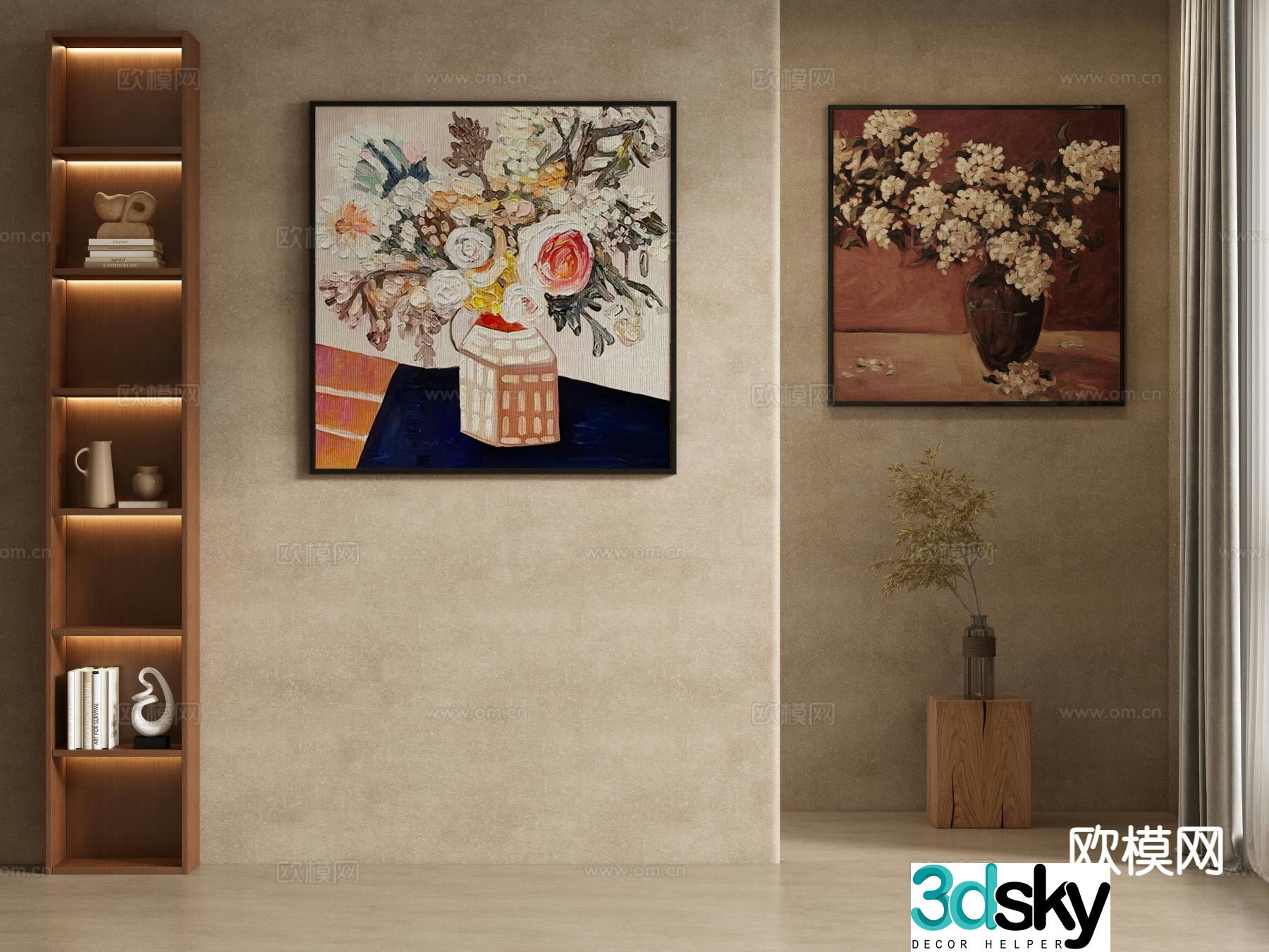 Medieval style decorative painting hanging painting 3d model