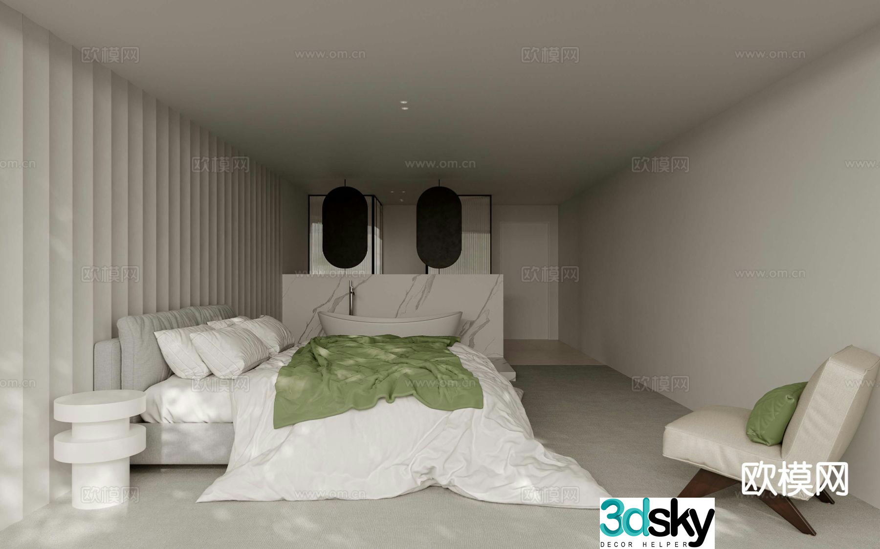 Modern bedroom master bedroom 3d model