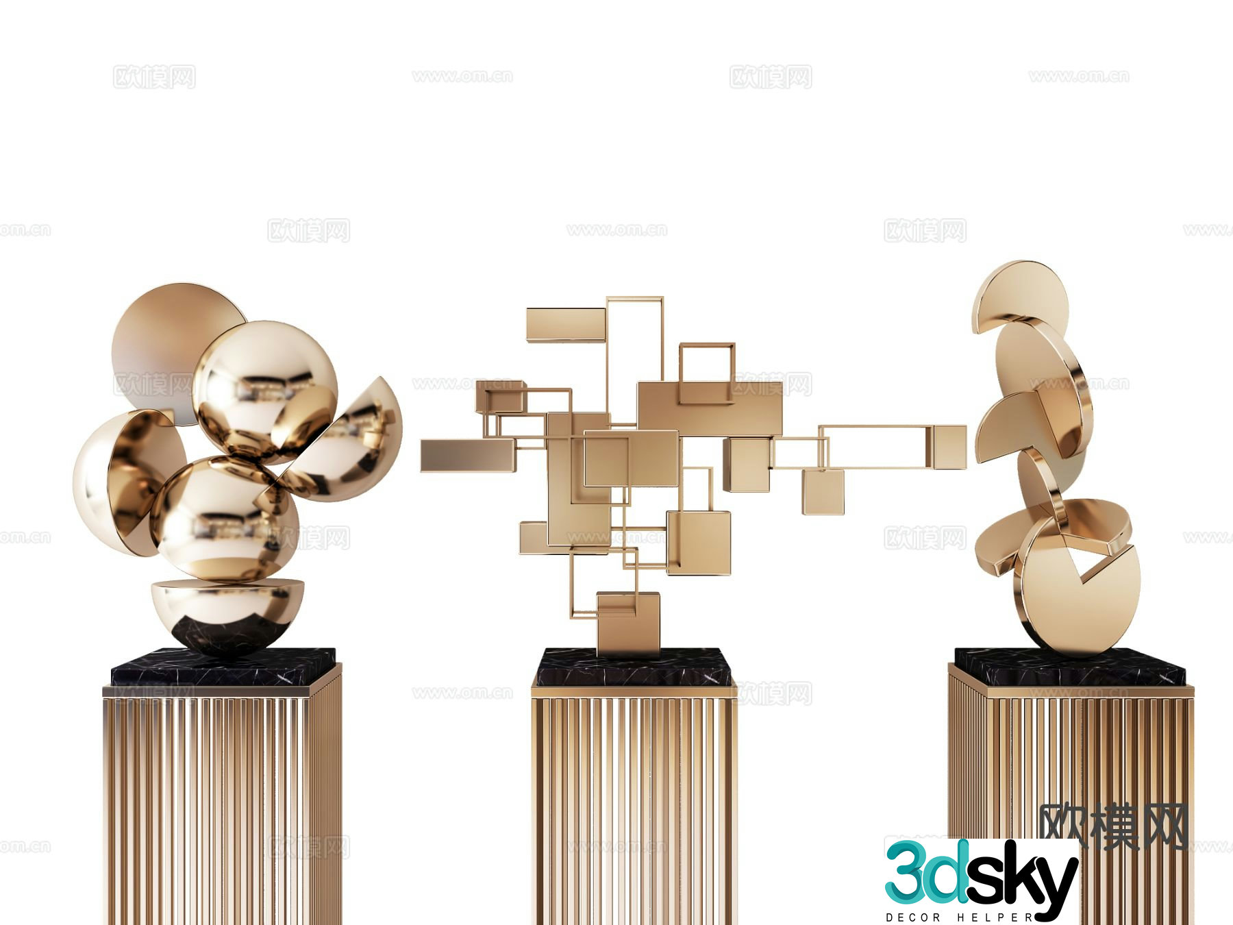 Light luxury abstract sculpture metal sculpture 3d model