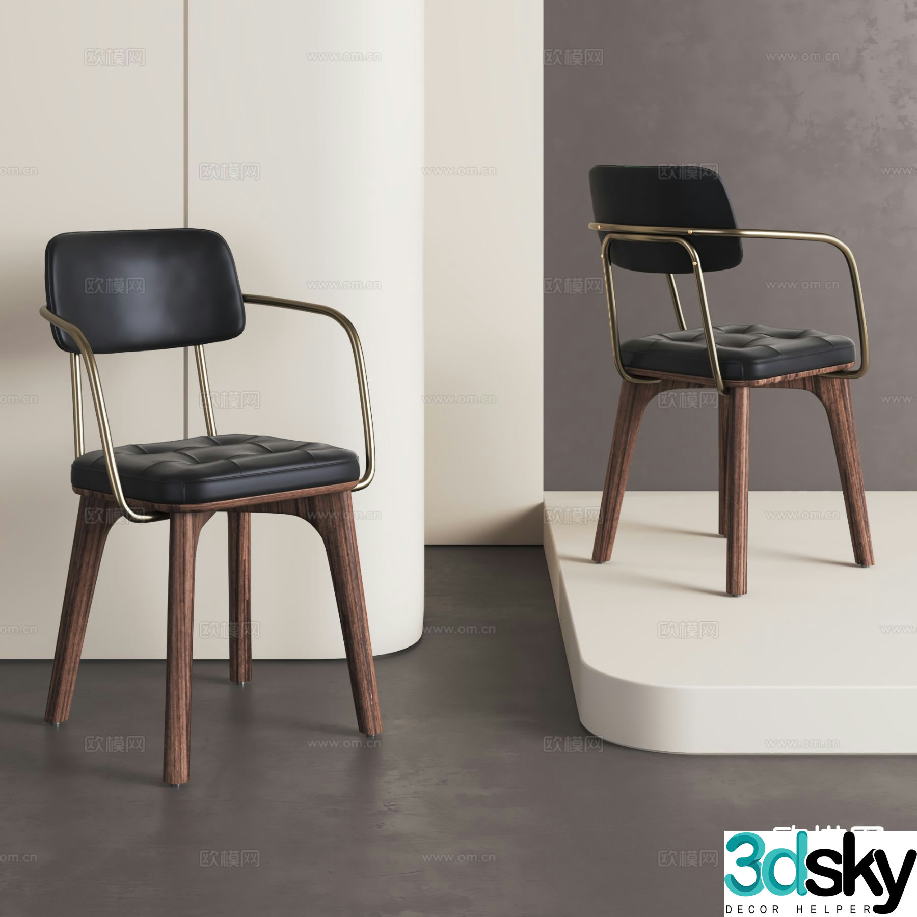 Italian dining chair chair single chair leather chair 3d model