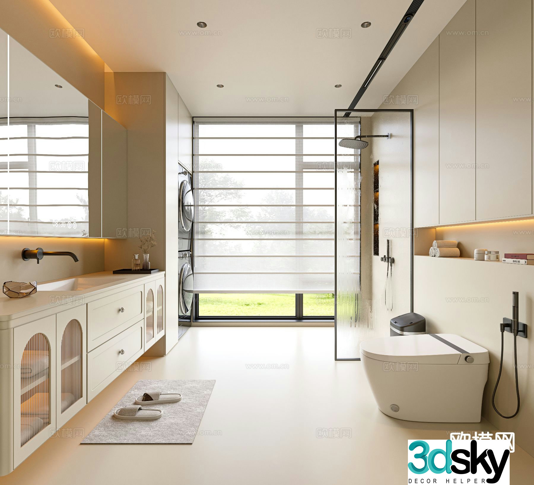 Cream style bathroom bathroom 3d model