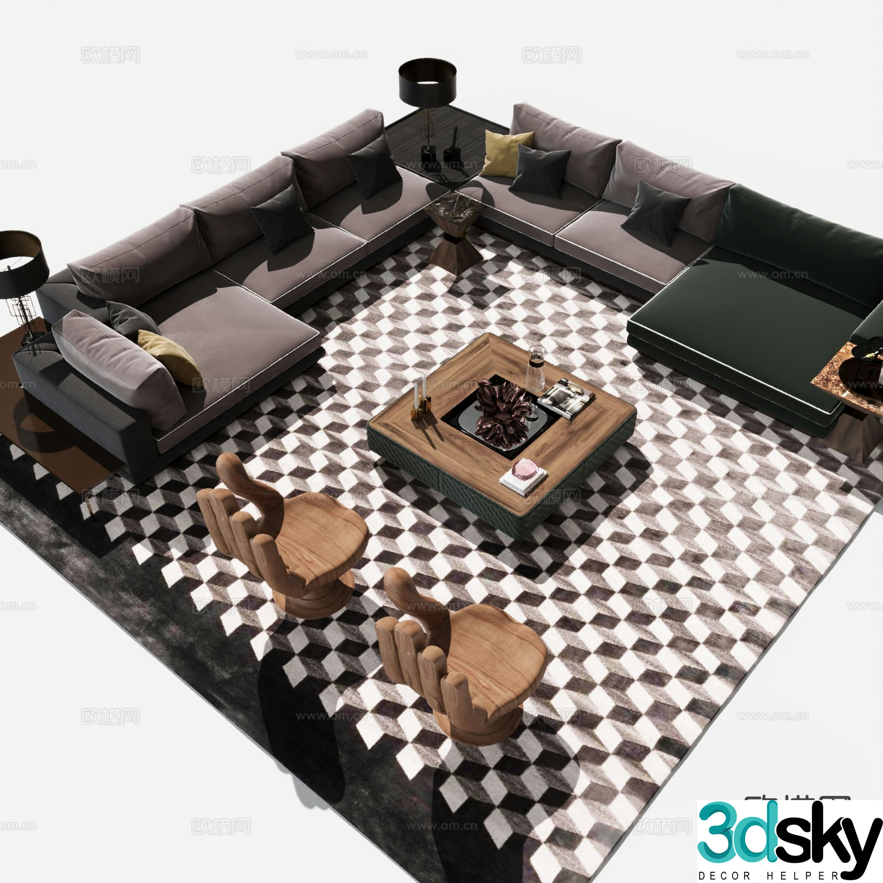Modern sectional sofa 3d model