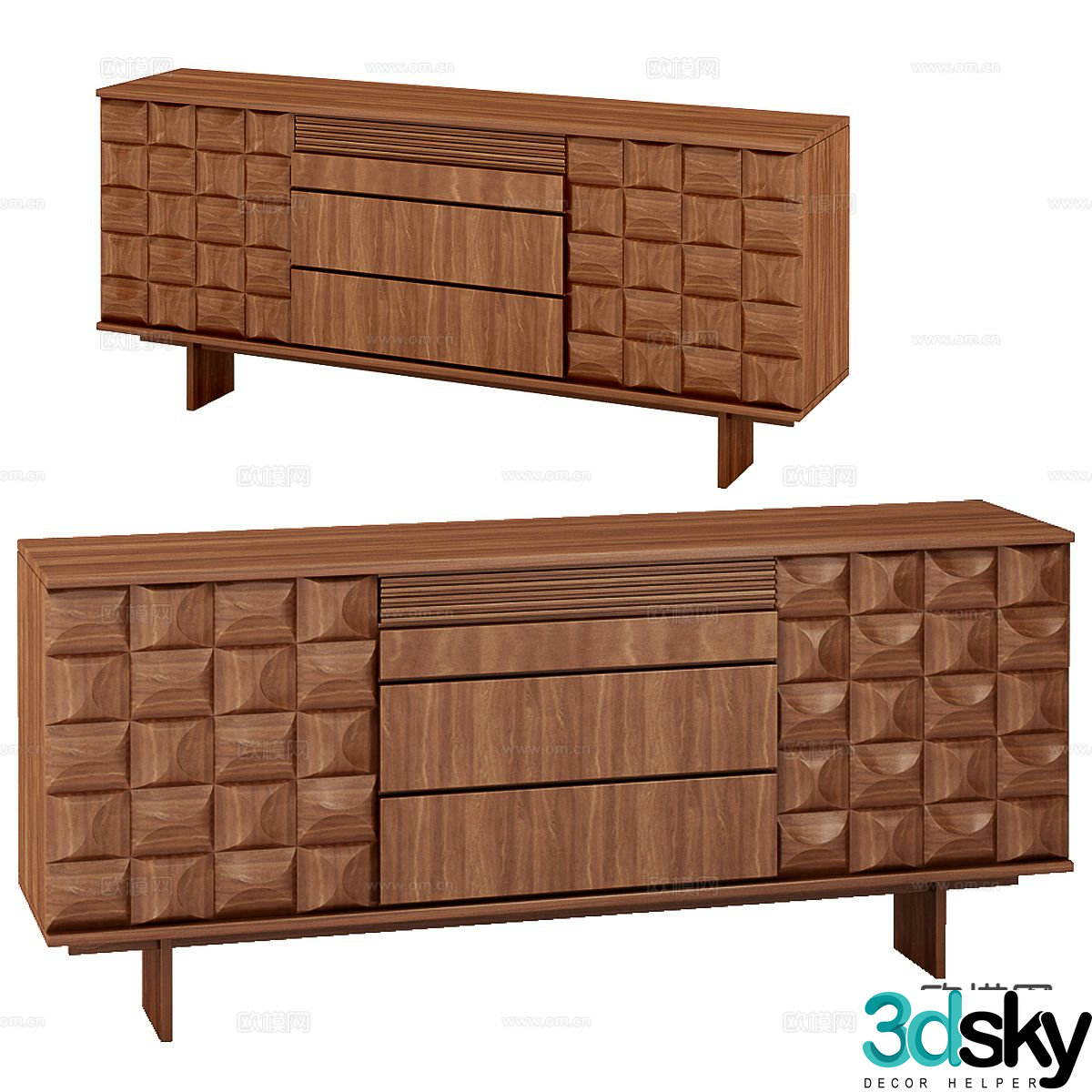 Log style TV cabinet 3D model
