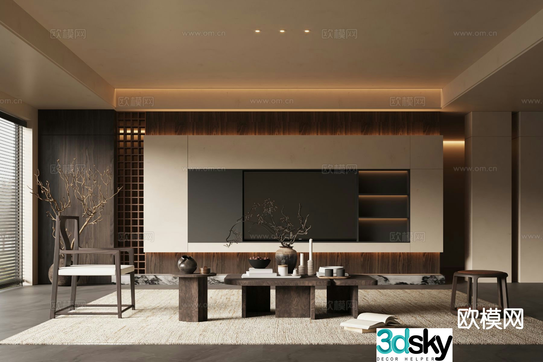 New Chinese Song style living room 3D model