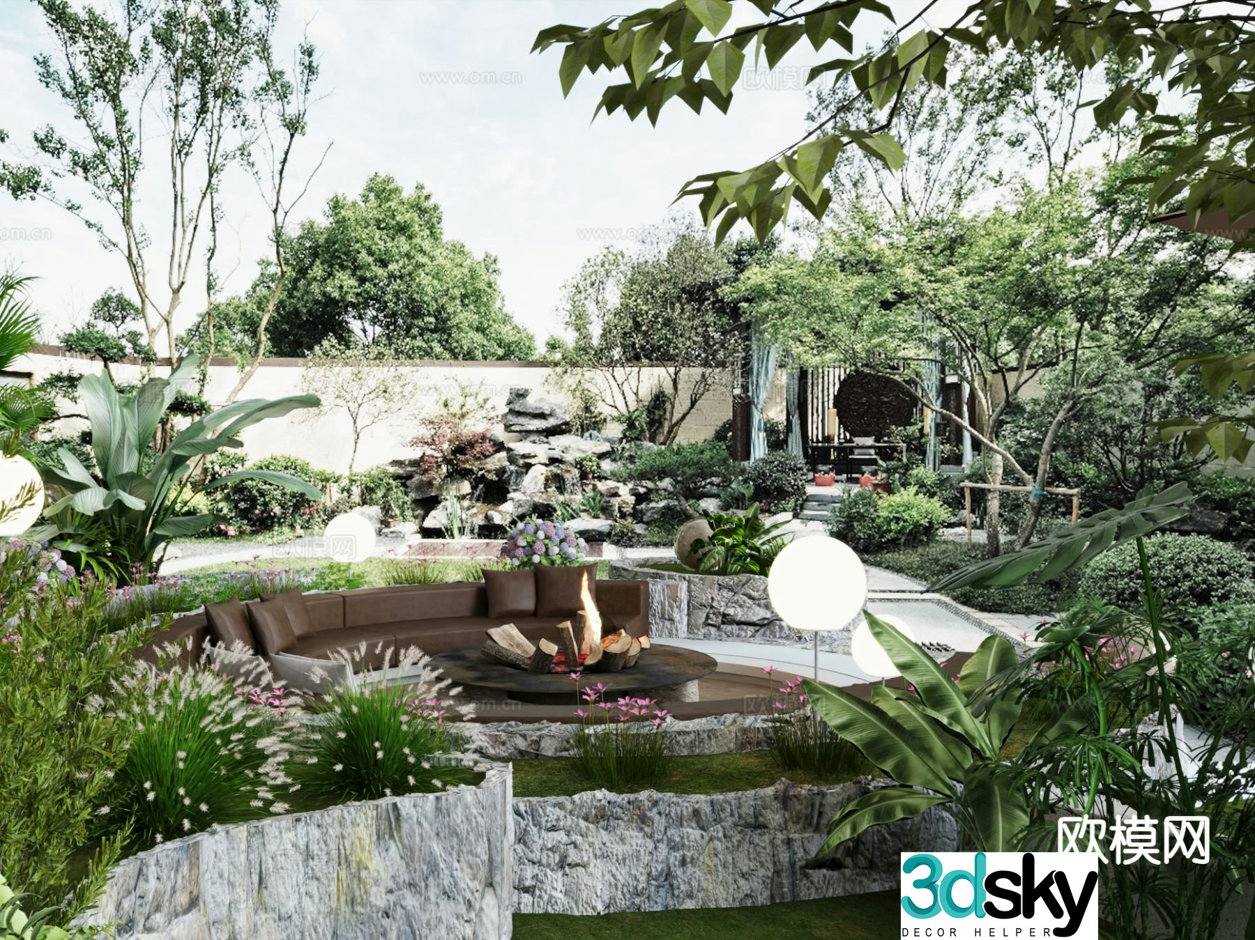 Modern courtyard landscape 3d model