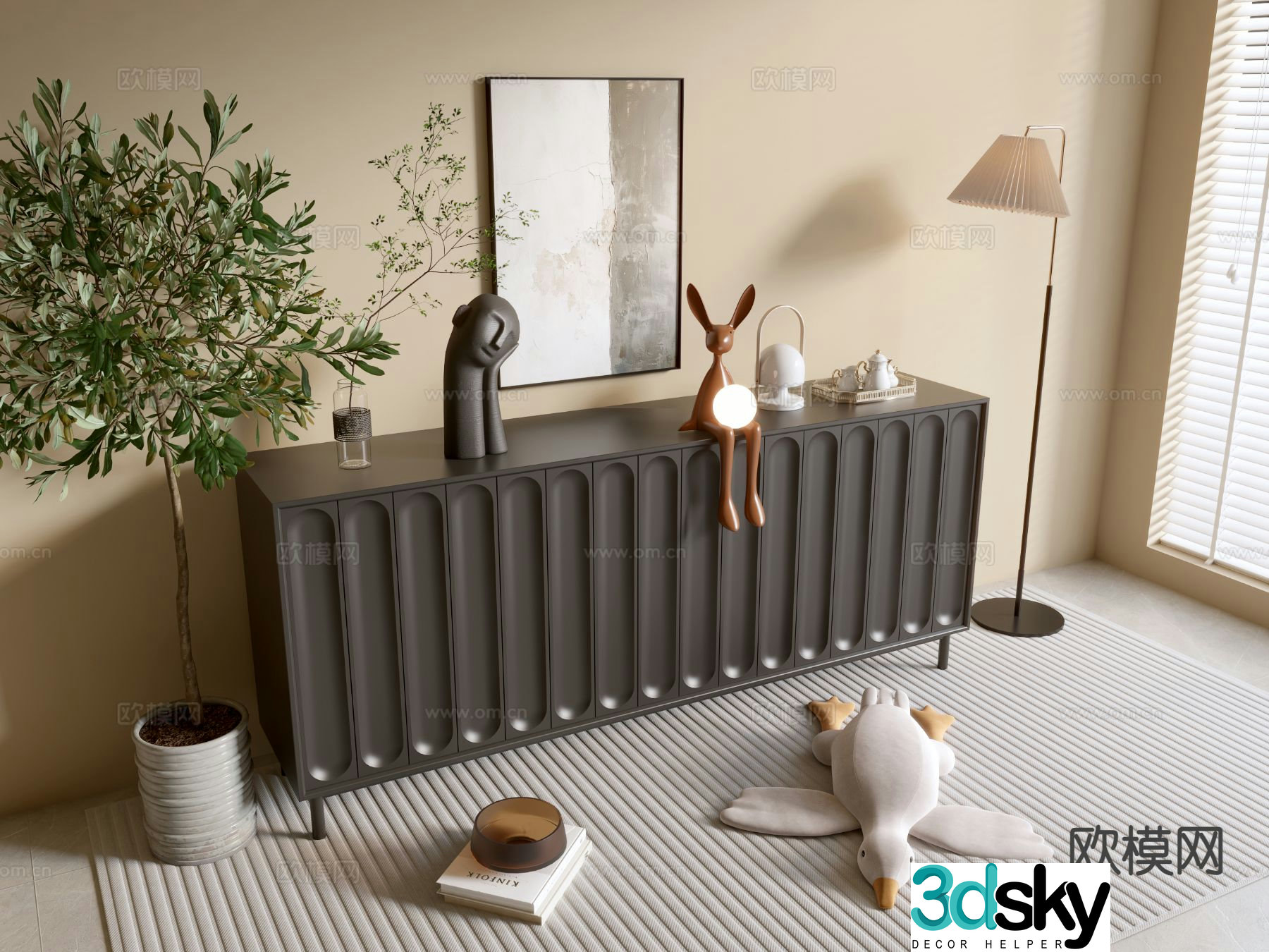 Modern black cabinet entrance cabinet 3d model