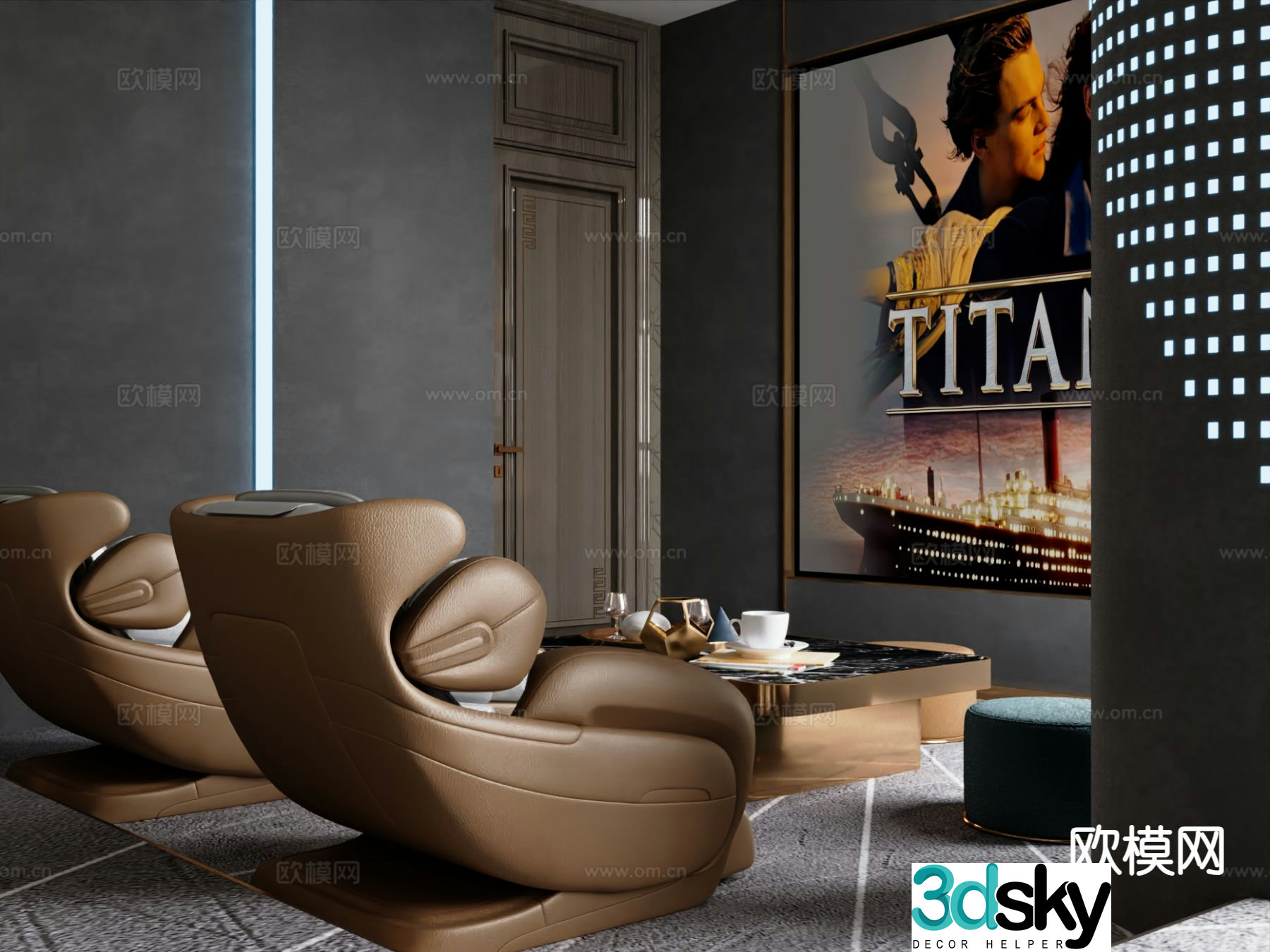 Modern audio-visual room 3d model