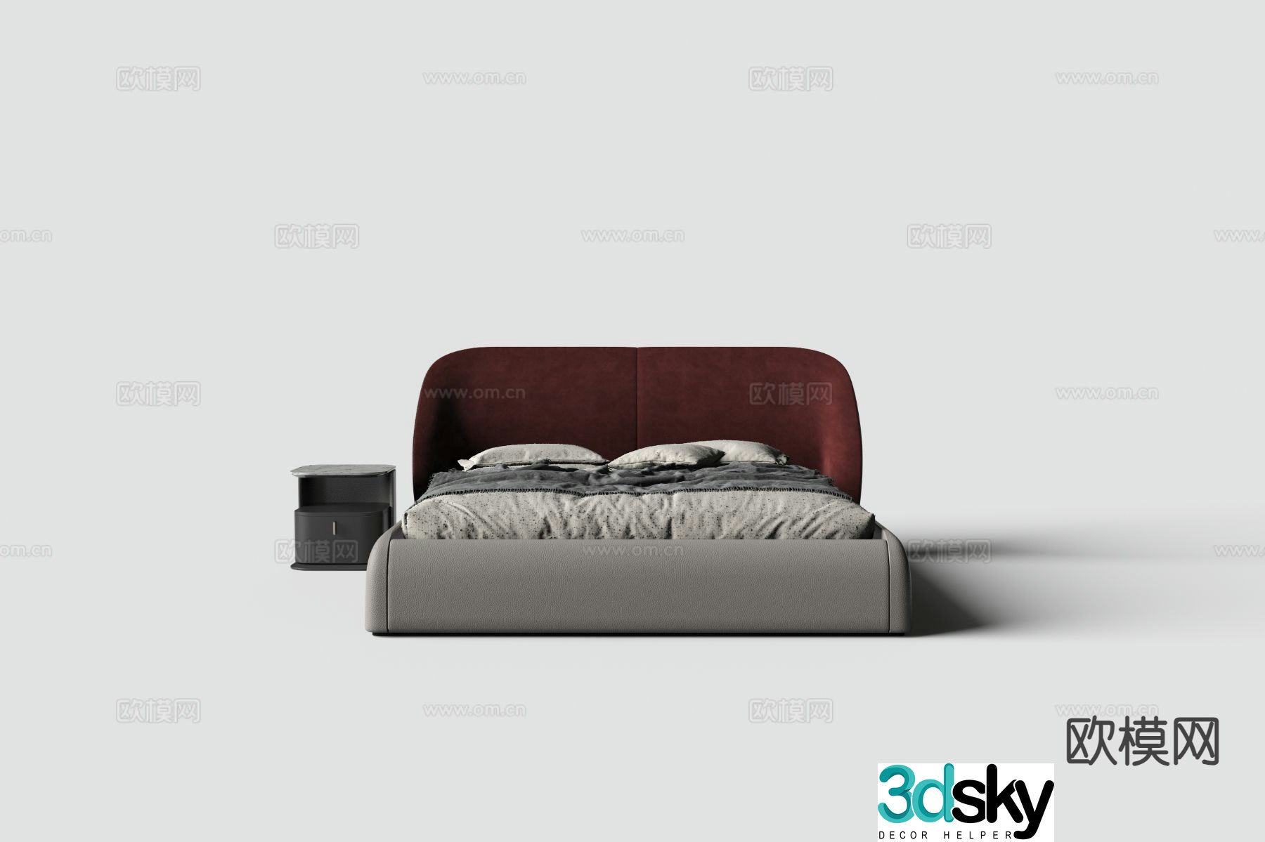 Modern double bed 3d model