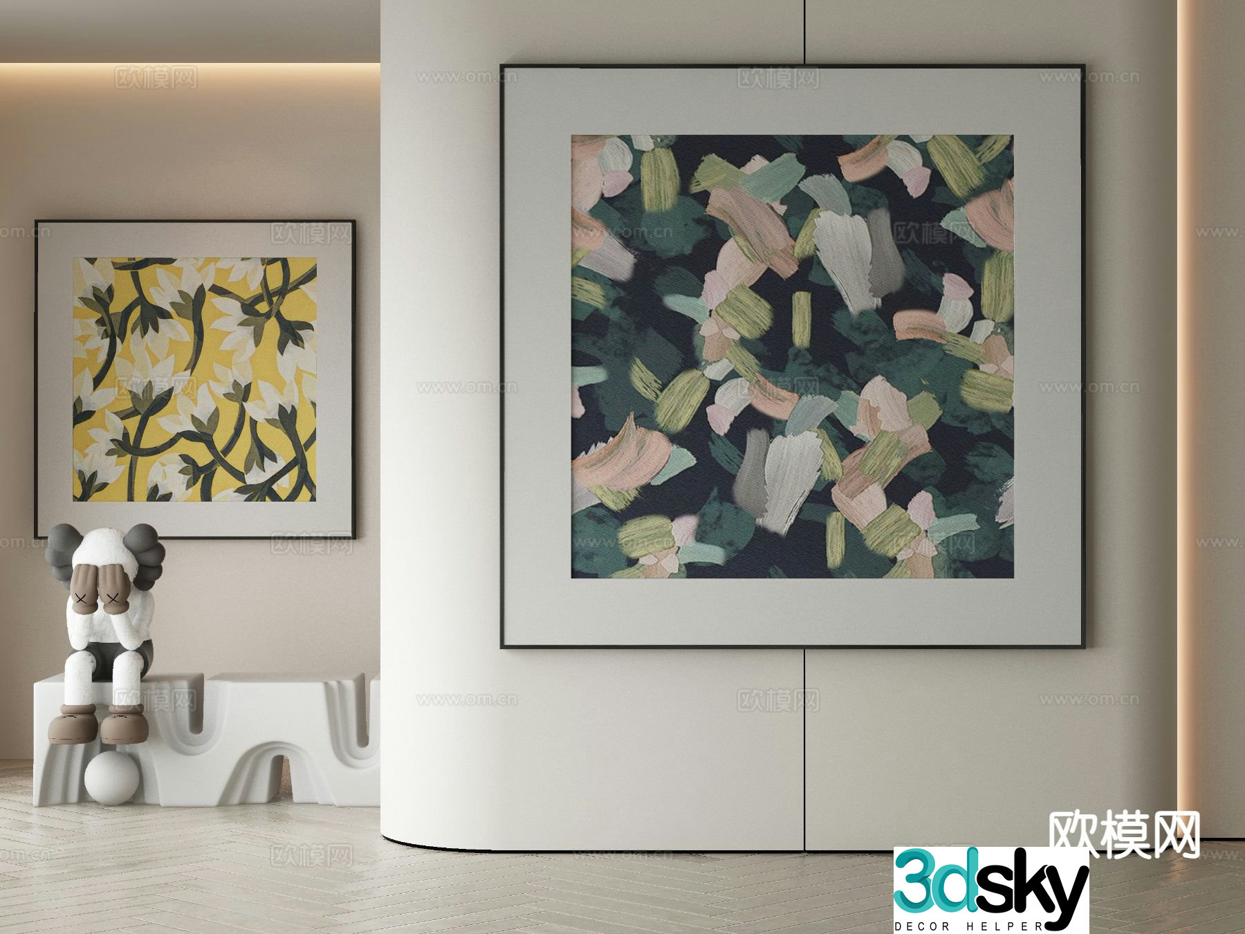 Modern art painting decorative painting 3d model