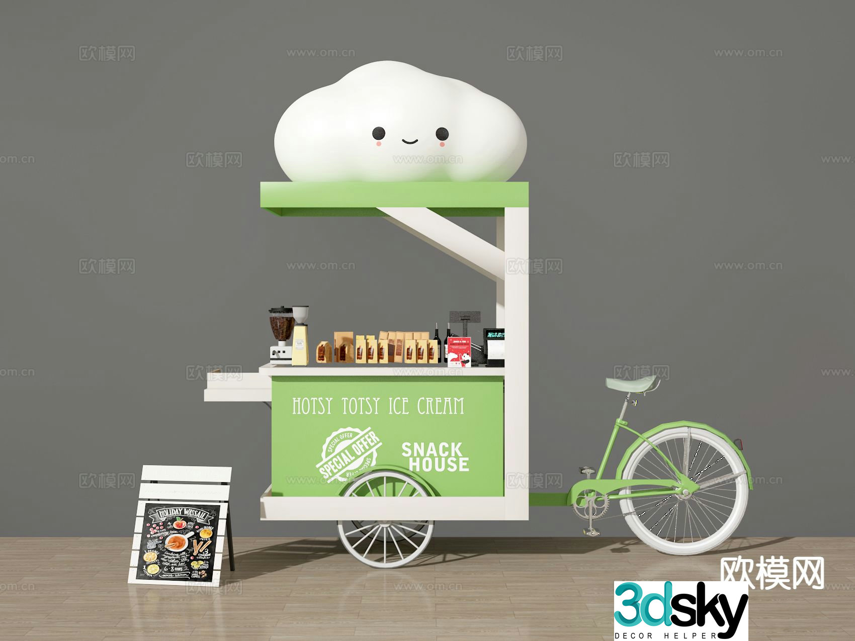 Sales truck display check-in point photo wall 3D model