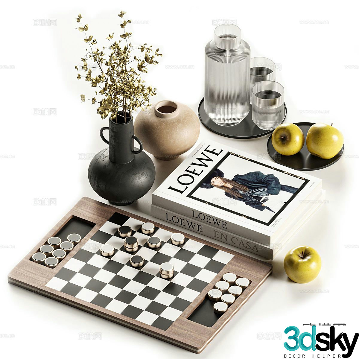 Ornaments furnishings decorations chessboard 3d model