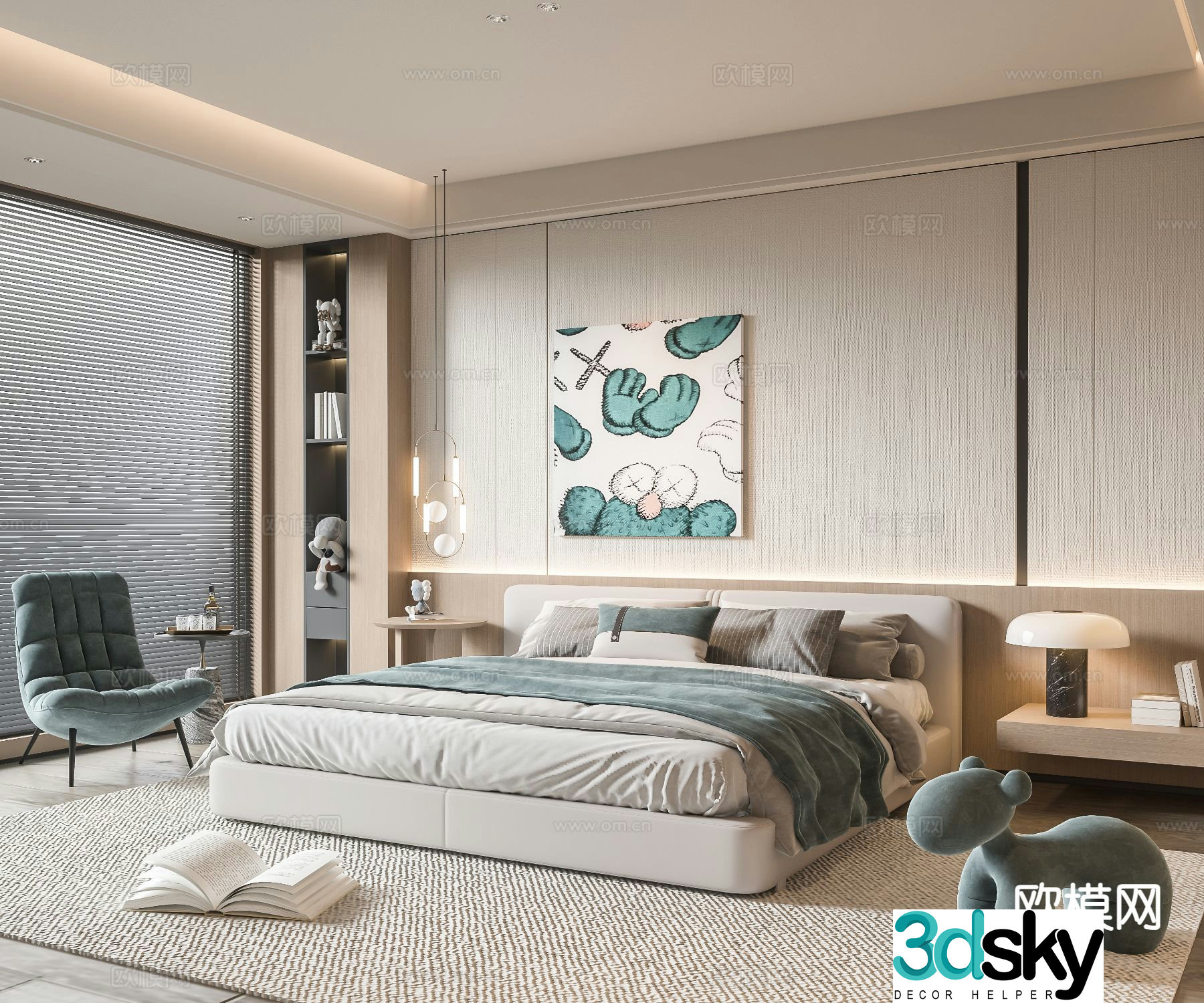 Cream style bedroom master bedroom 3d model