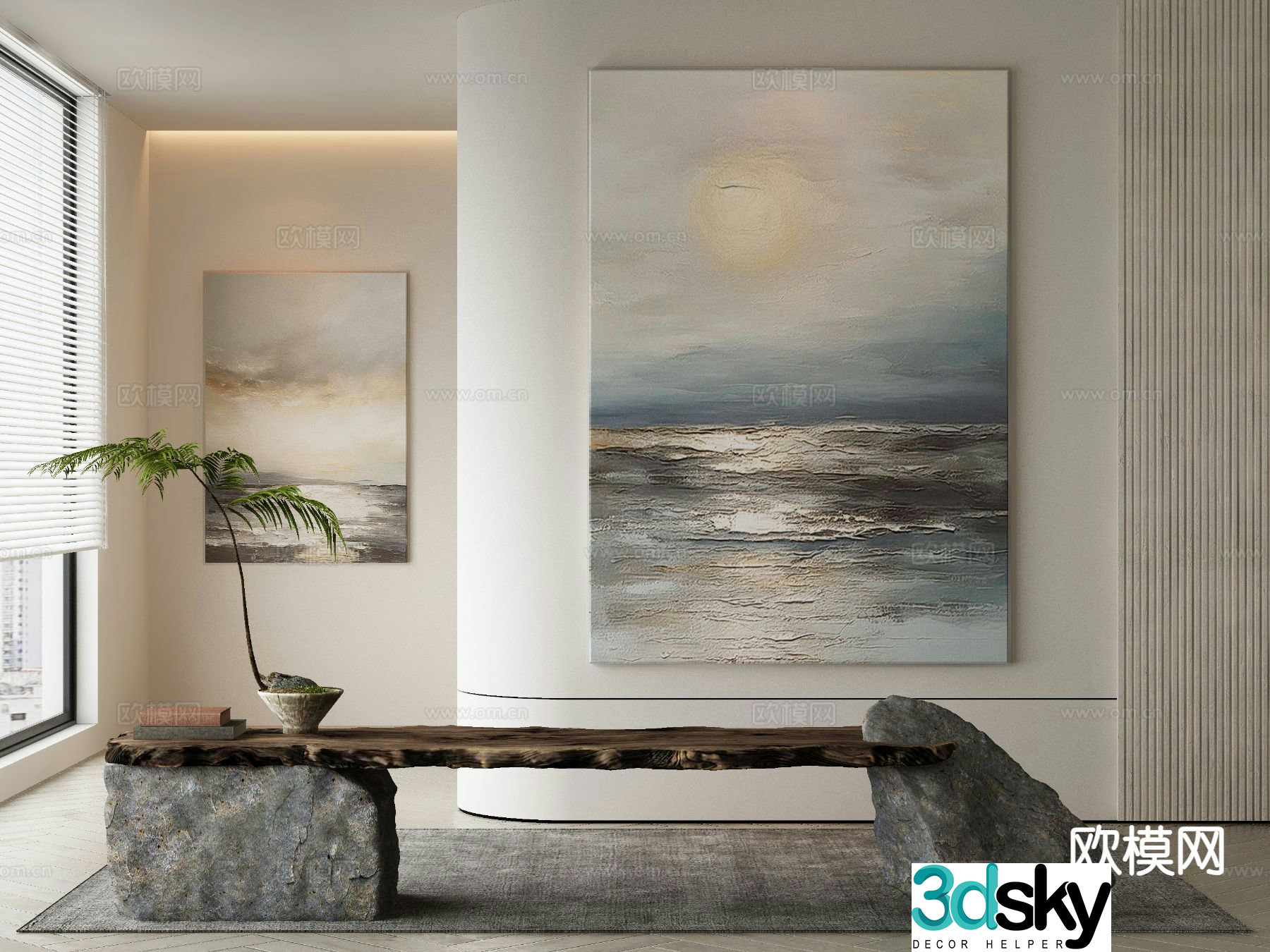 Modern oil painting decorative painting 3d model
