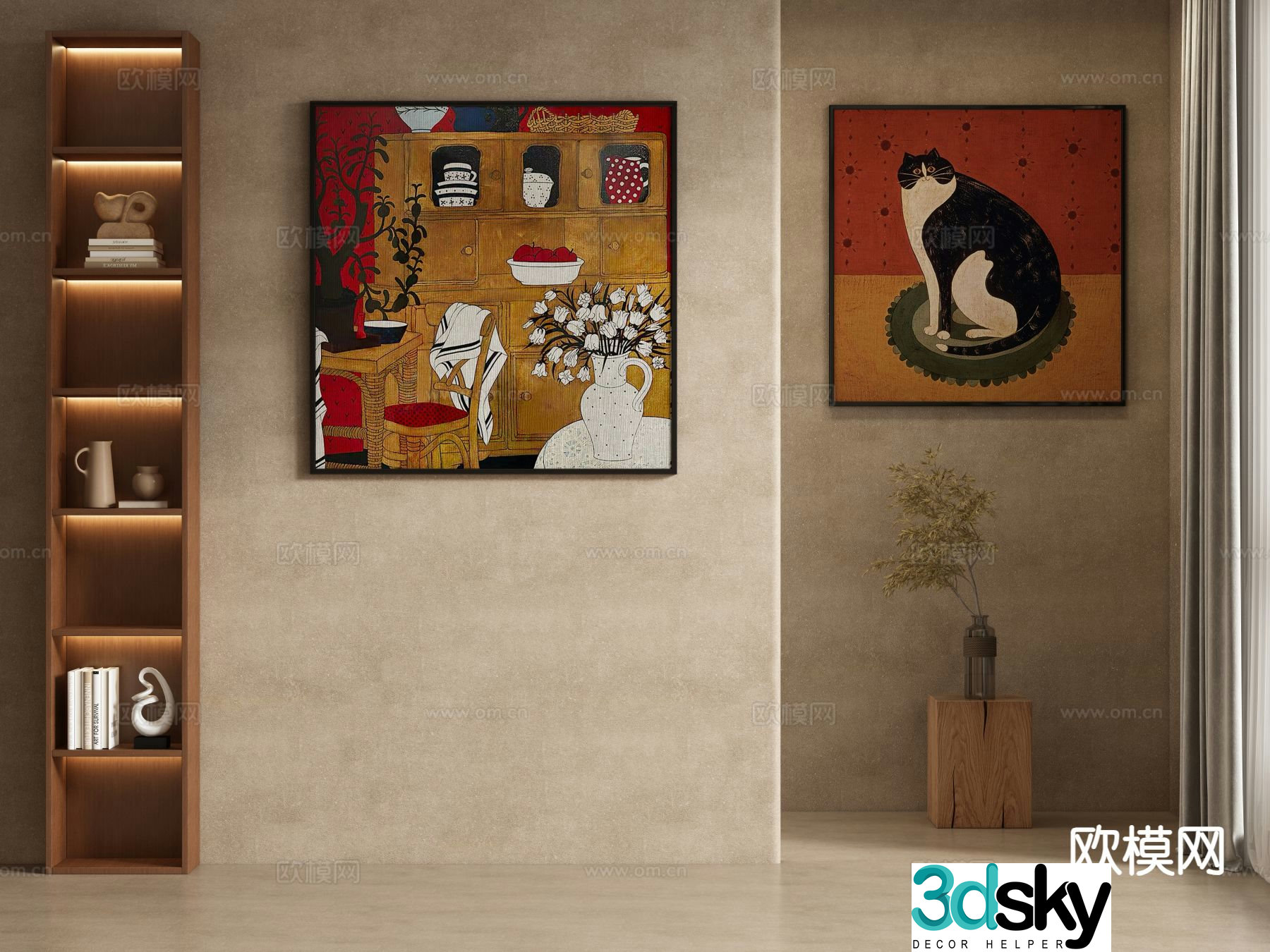 Medieval style oil painting decorative painting hanging painting 3D model