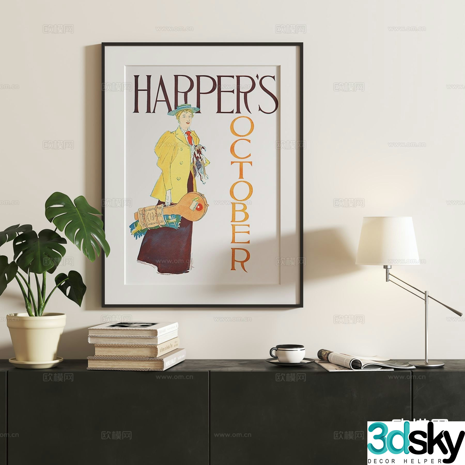 French retro hanging painting character hanging painting cartoon painting 3D model