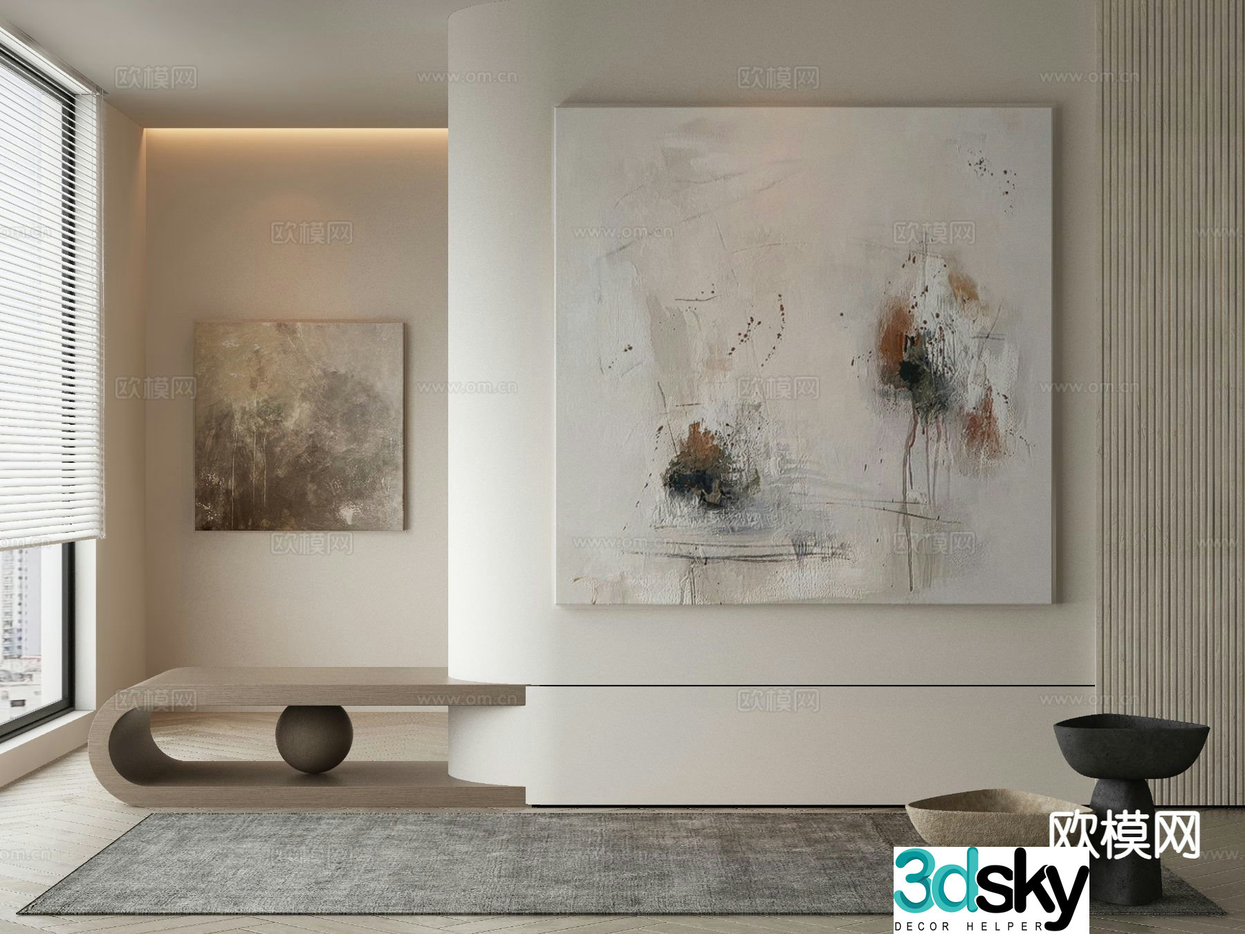 Modern decorative painting abstract hanging painting 3d model