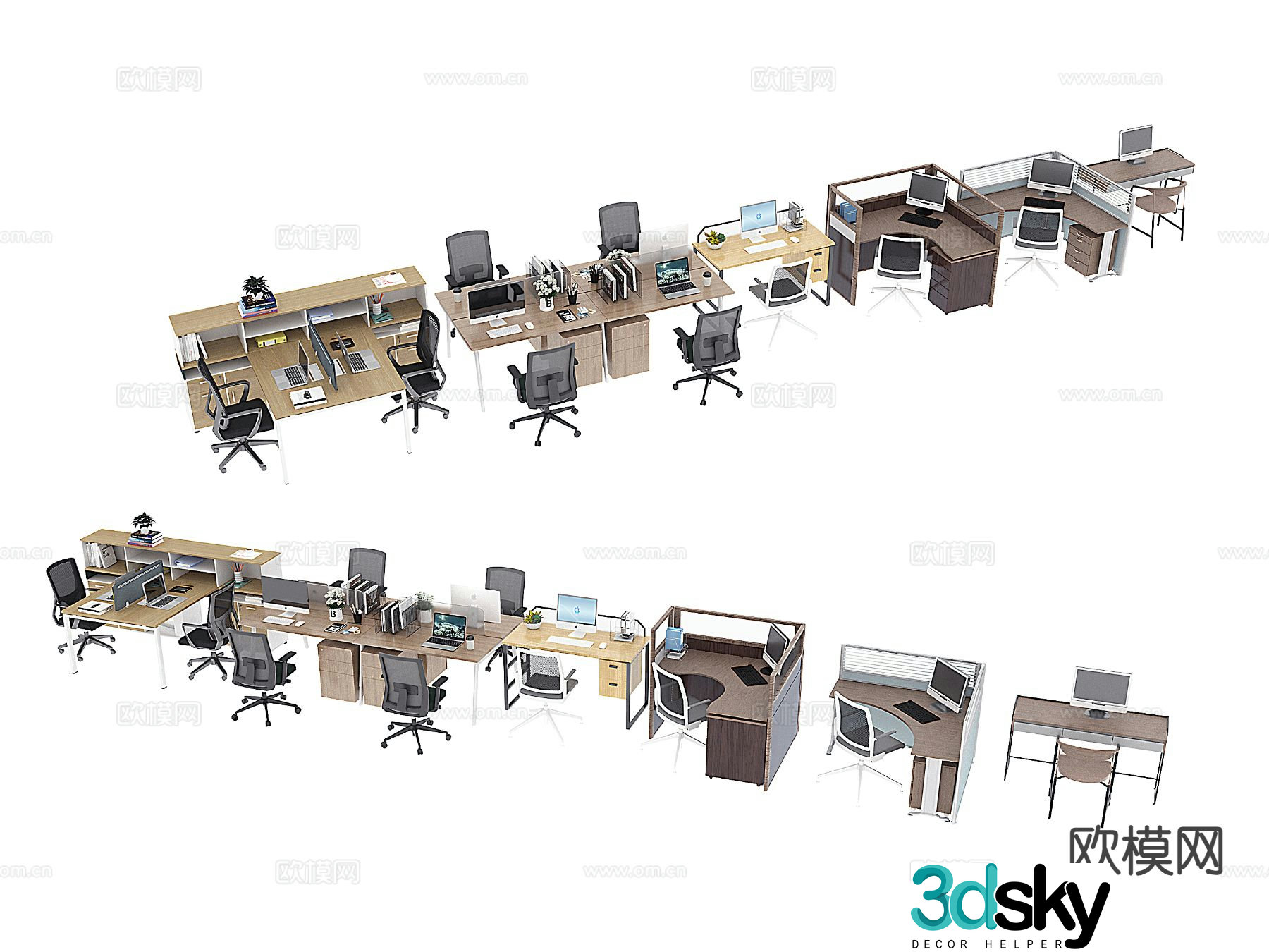 Card space office desk staff desk office desk 3d model